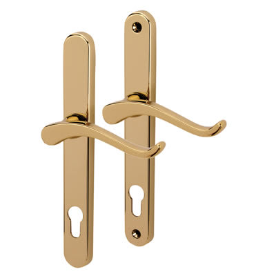 Gold uPVC Scroll Multipoint Door Handles - 92mm c/c - RH - Balmoral Range - view 2