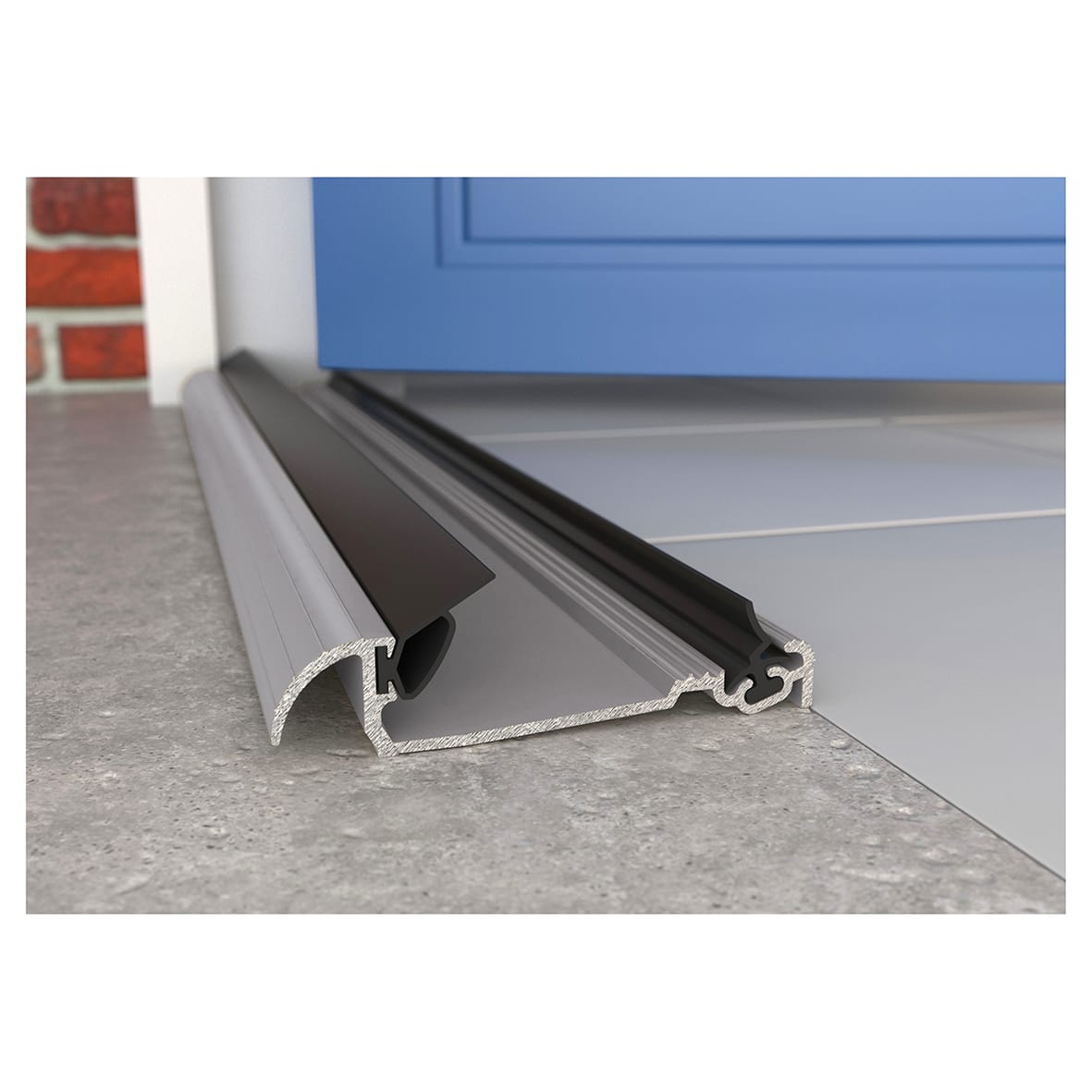 Low Height Macclex Threshold - 1829mm Length - Thick Inward Opening Doors - Mill Aluminium - view 2