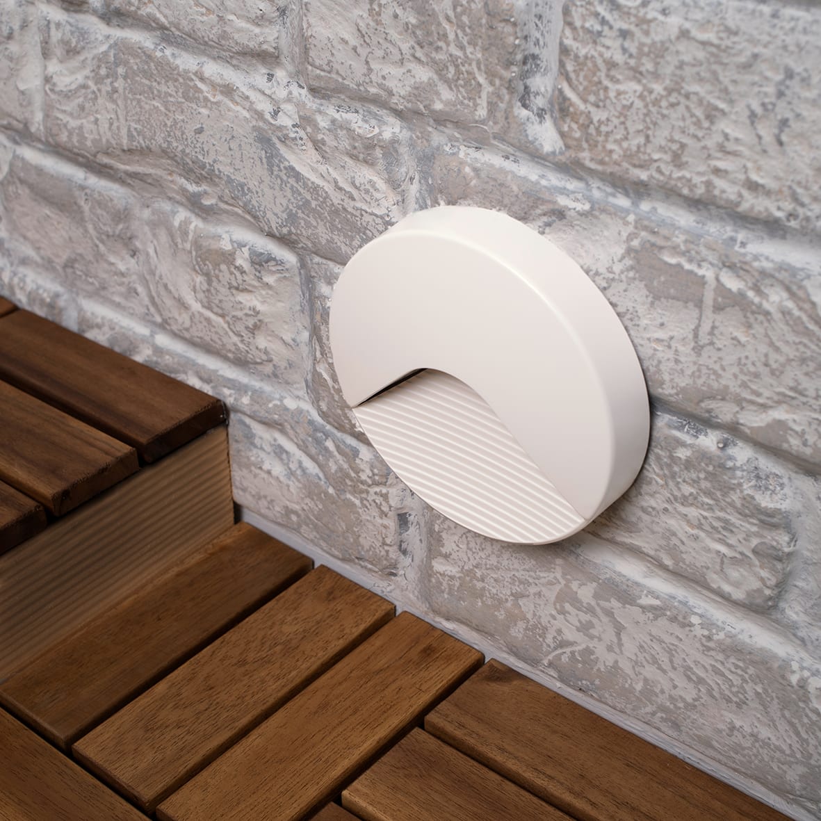 2W LED Round Surface Outdoor Brick Light - - 3000K Warm White - White - view 3