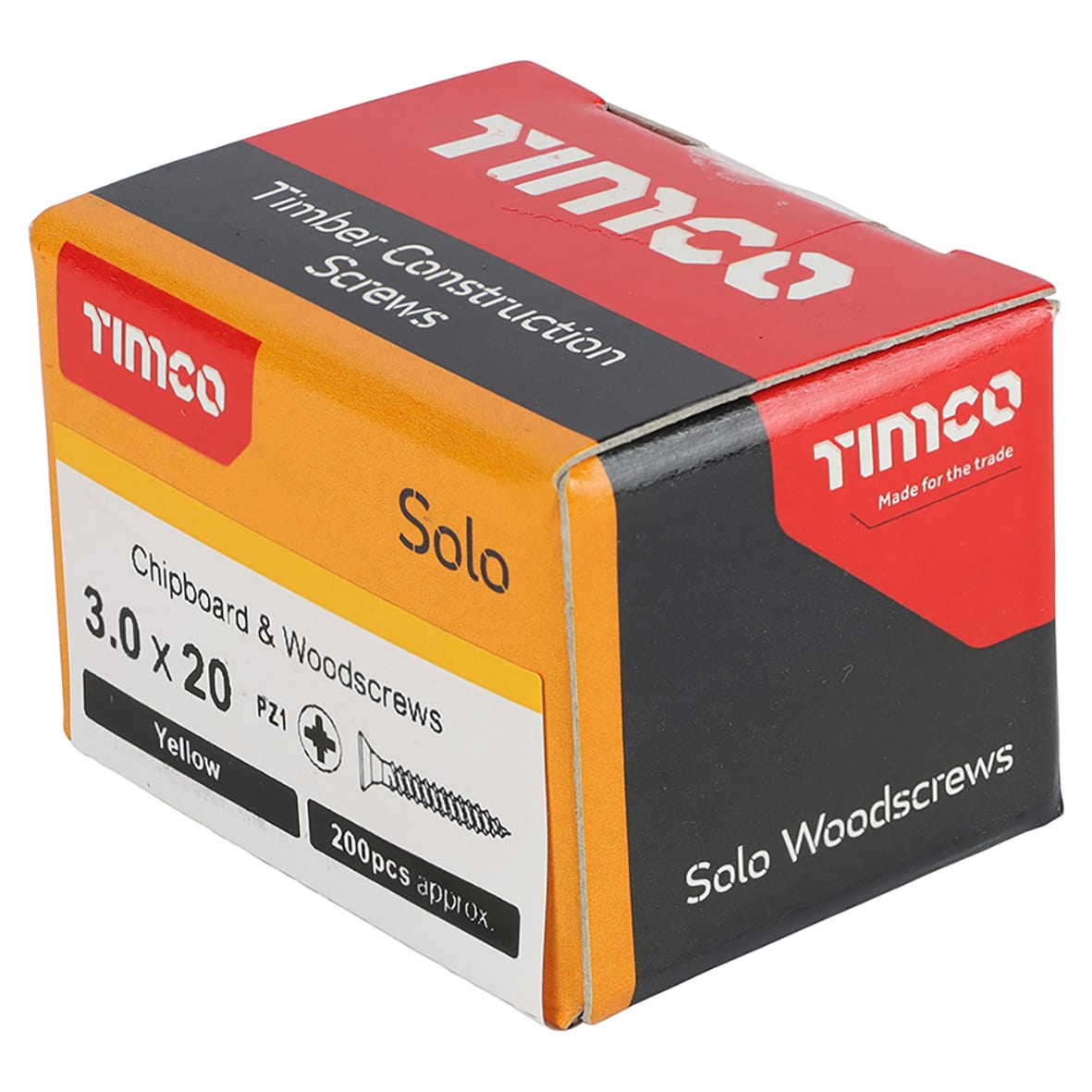 Solo Chippy Pozi Countersunk Wood Screws - 3.0 x 20mm - Yellow Zinc - Pack of 200 - view 4