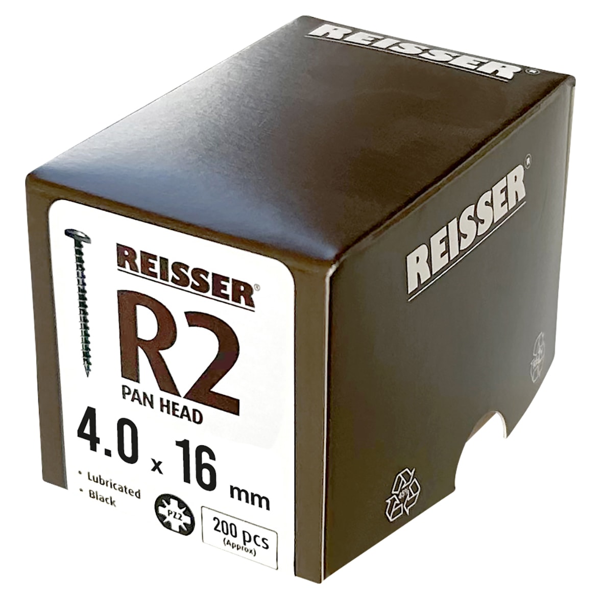 R2 Pozi Pan Head Wood Screws - 4.0 x 16mm - Black Passivated - Pack of 100 - view 2