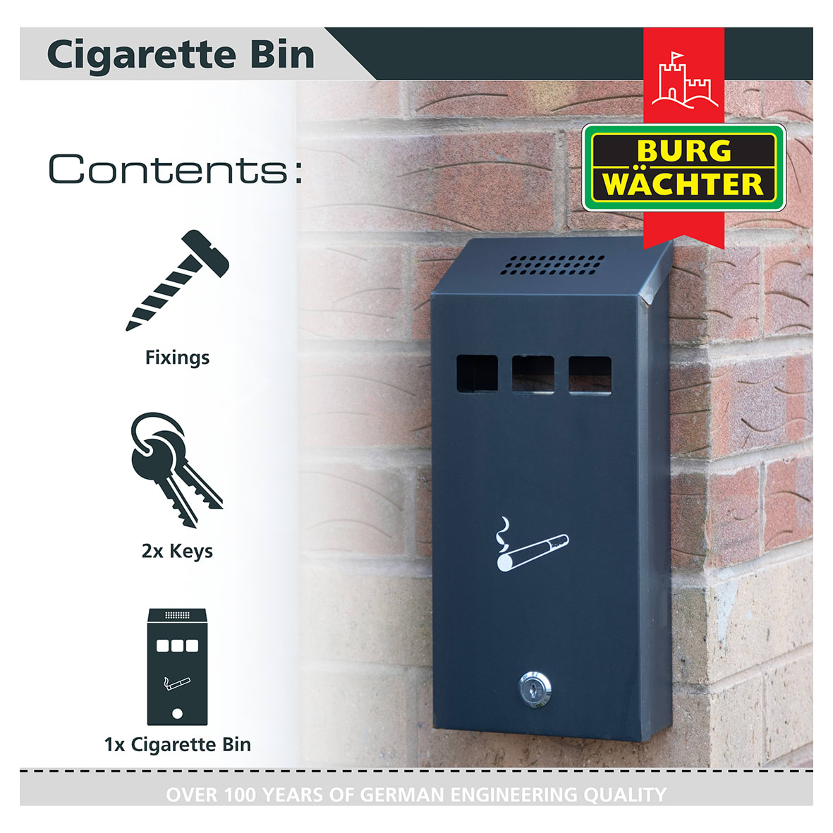 Compact Cigarette Bin - 147 x 323 x 60mm - Black - view 4