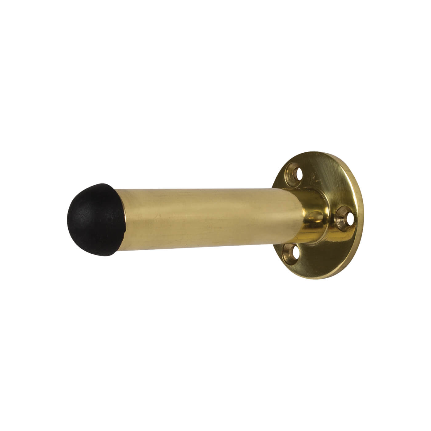 Round Base Projection Door Stop - 80mm Projection - Polished Brass - view 2