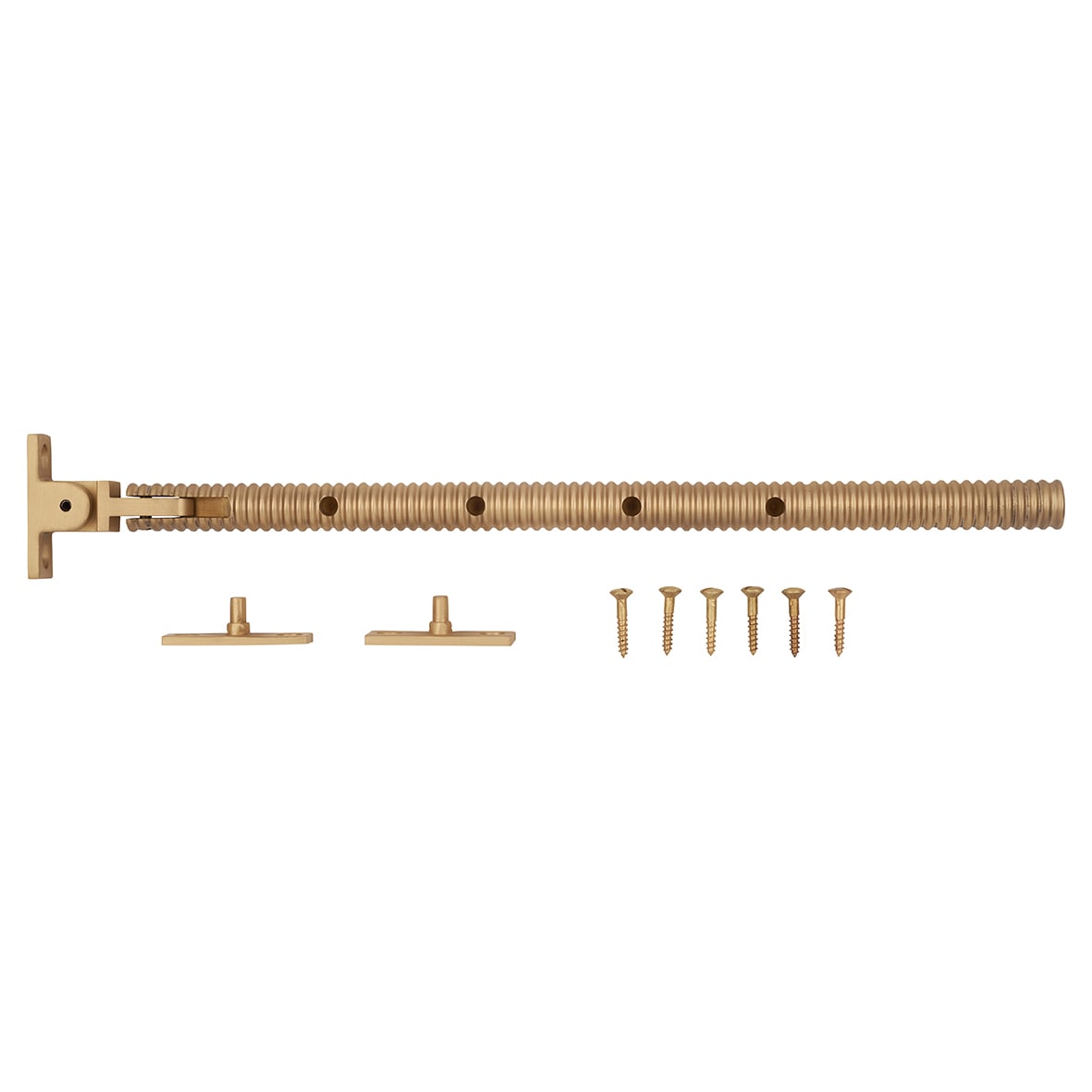 Iris Reeded Casement Window Stay - 12"/300mm Length - Satin Brass - view 5