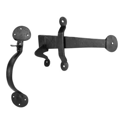 Antique Black Iron Medium Bean Thumb Latch Set - view 2