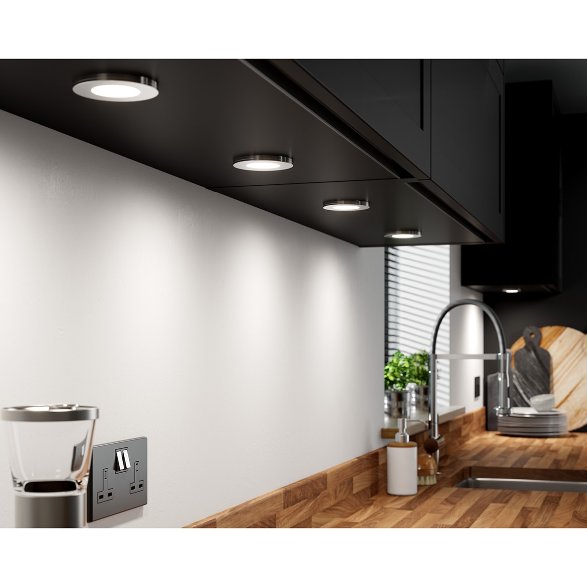 Apex 1.6W LED Ultra Slim Round Cabinet Downlight - 3000K/4000K/5000K CCT - Stainless Steel - view 2