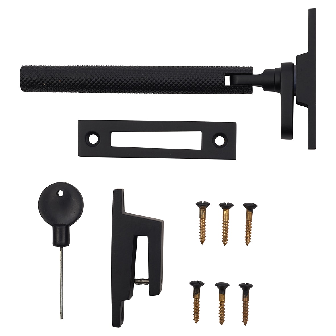 Willow Knurled Locking Mortice & Hook Plate Window Fastener - Reversible - Matt Black - view 5