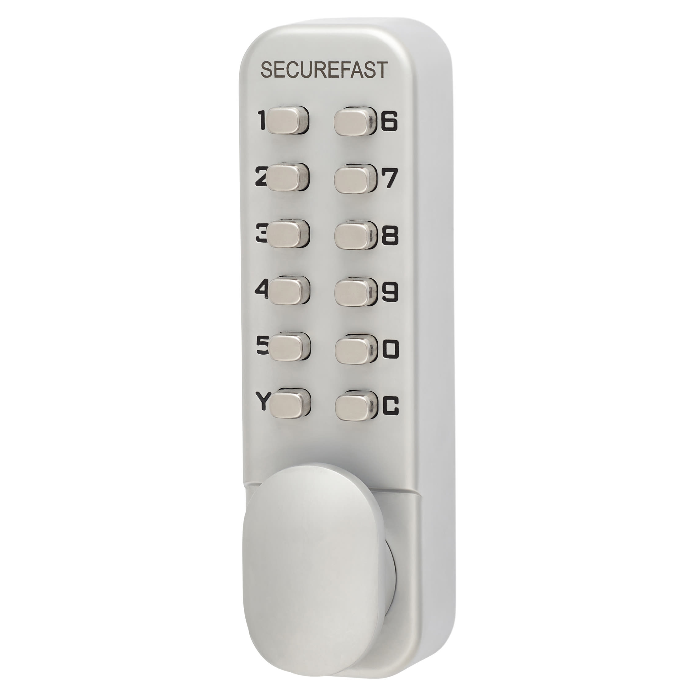 Easy Code Change Push Button Code Lock and Latch - Holdback Option - Satin Chrome - view 3