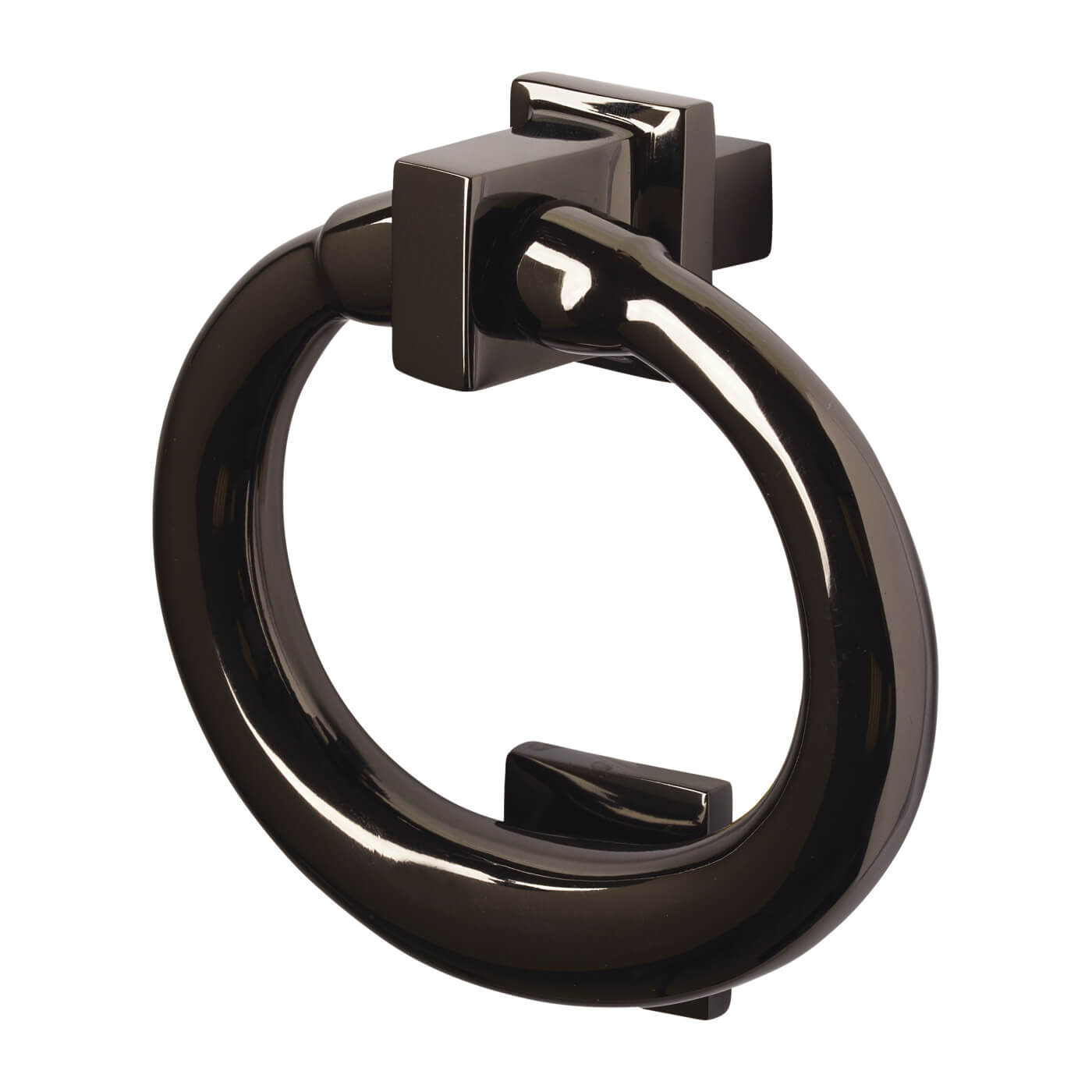 Ring Door Knocker - Black Nickel - Square - 107 x 77mm - view 2