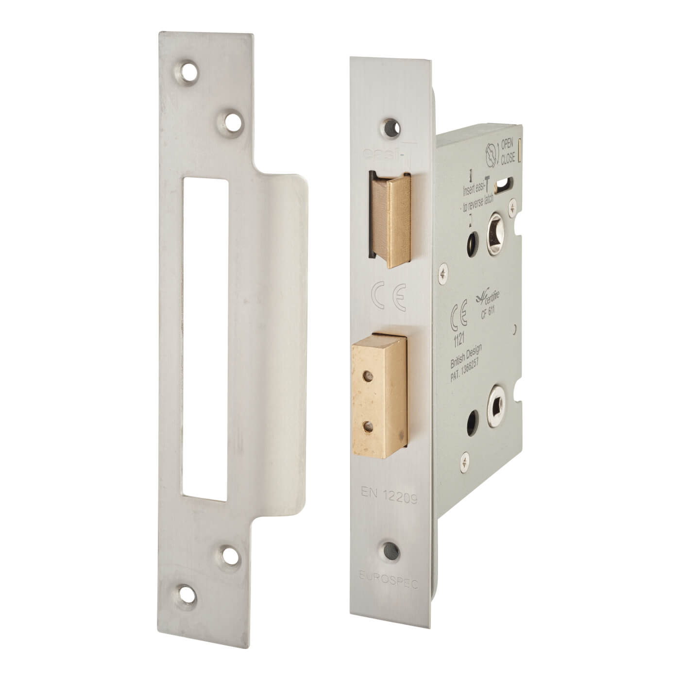 Architectural Bolt Through Bathroom Lock - 78mm Case - 57mm Backset - Satin Stainless Steel - view 2