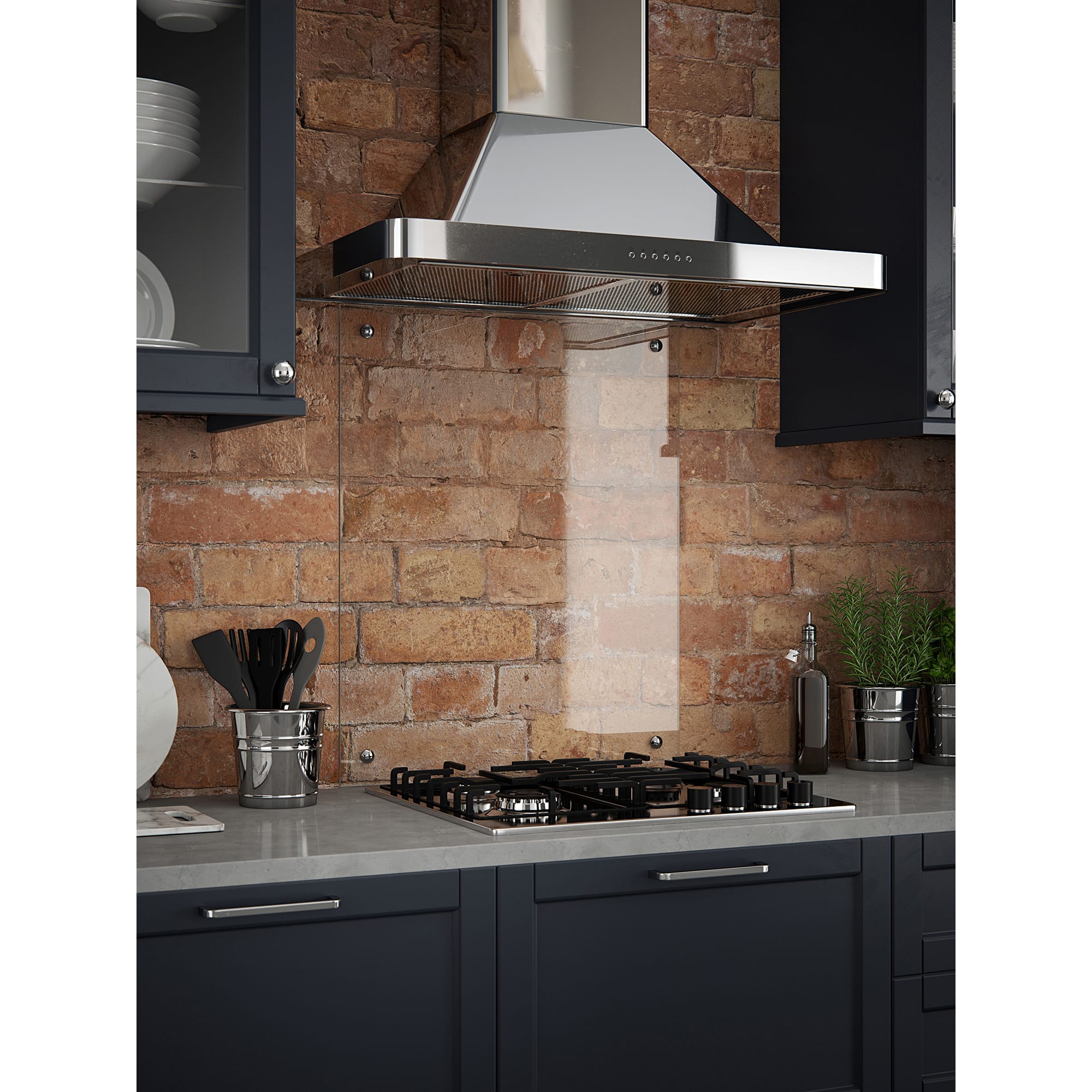 Screw Fix Glass Kitchen Splashback - 750 x 600mm - Clear - view 2