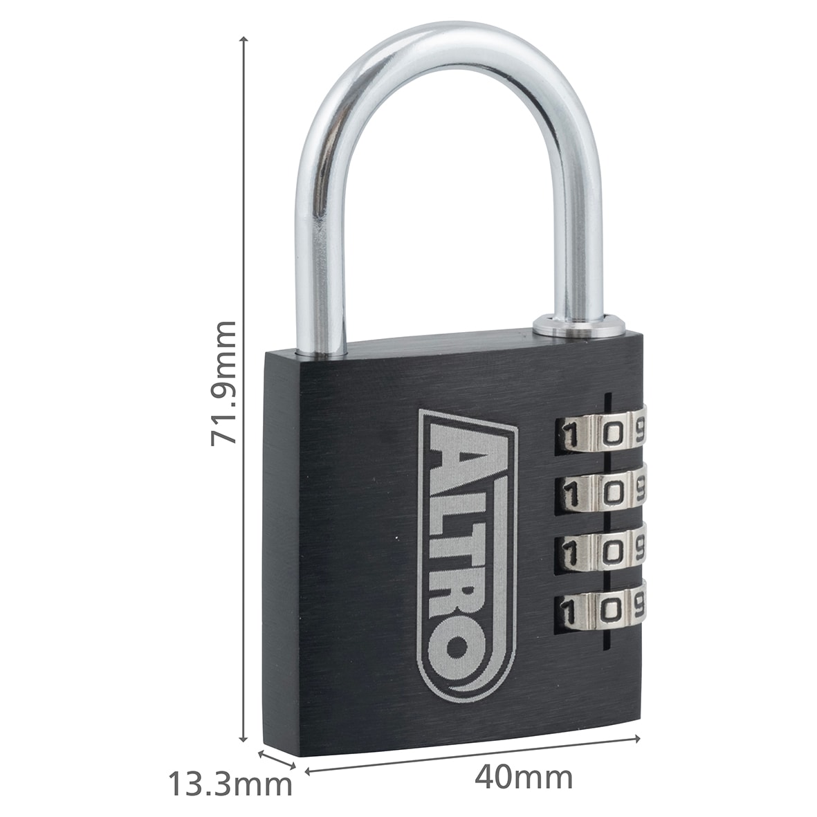 4 Dial Combination Padlock - 40mm Body - 27.5 x 24.5mm Shackle - Keyed to Differ - view 5