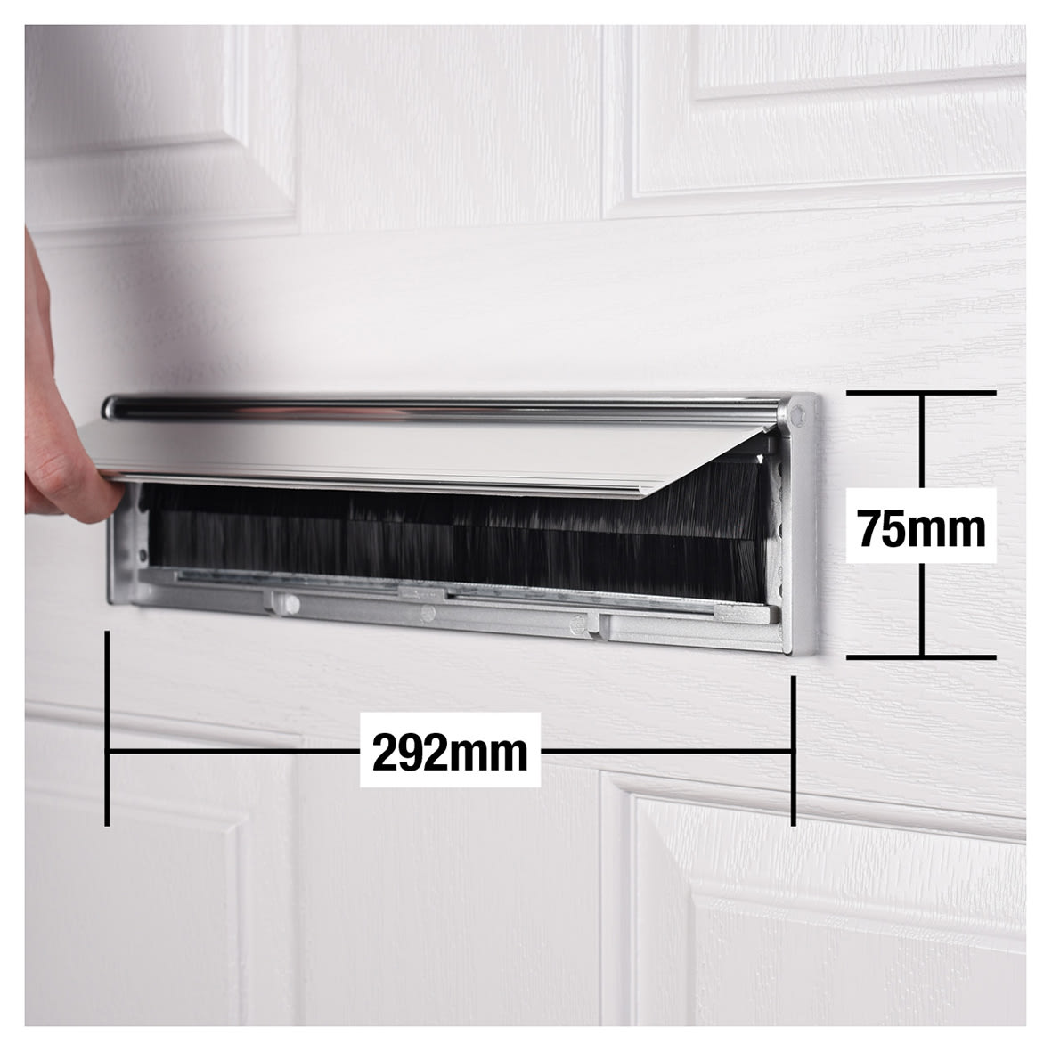 Internal Letter Box Draught Seal with Flap - 292 x 75mm - Chrome - view 3