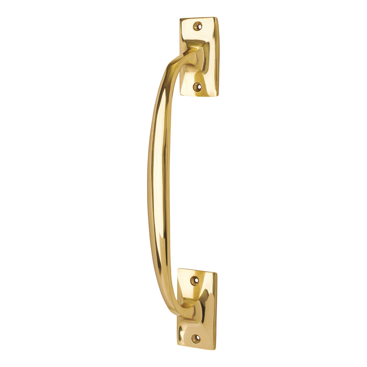 Traditional Polished Brass Light Cast D-Bar Door Pull Handle - Screw Fix - 250mm Centres - view 2