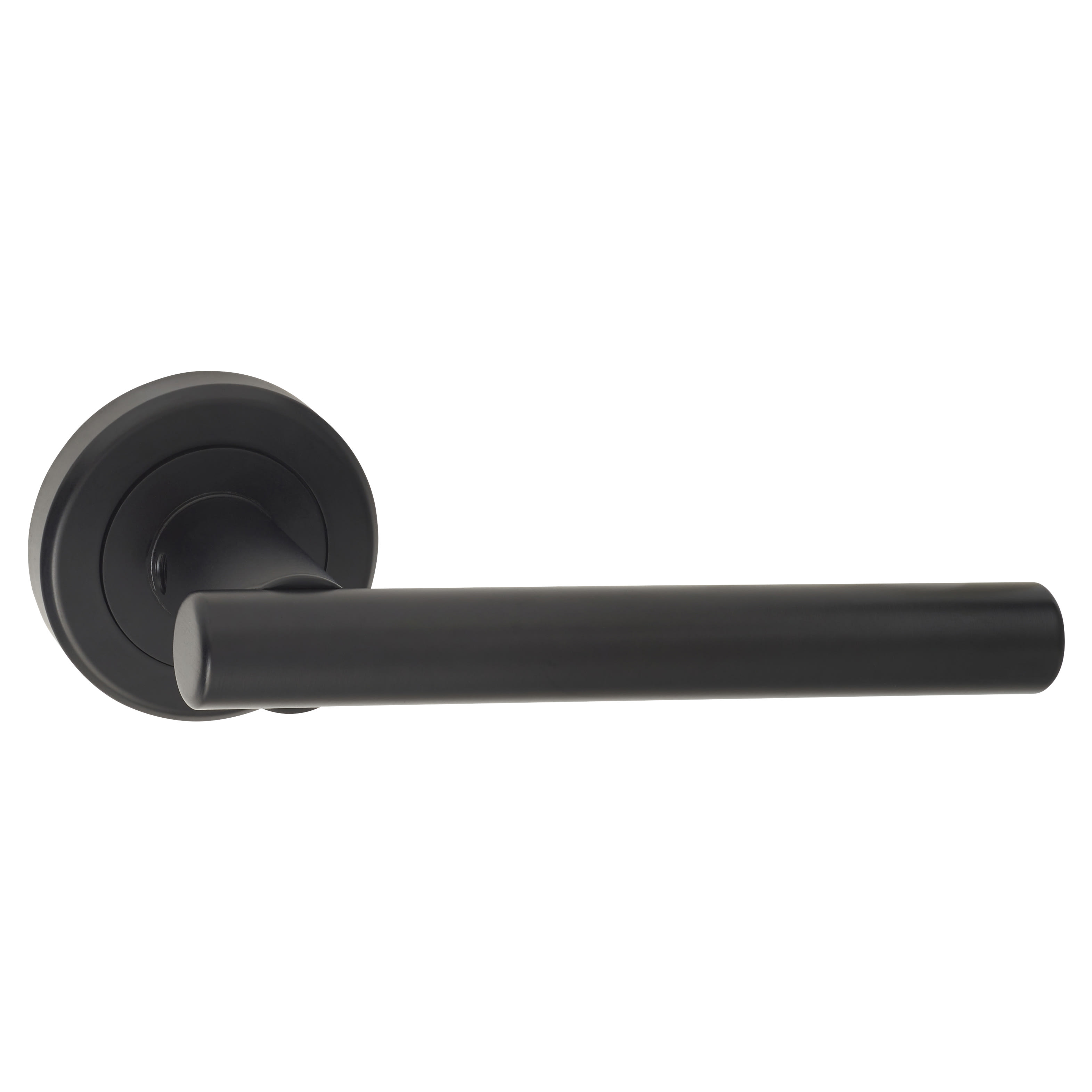 Brass Matt Black Door Handles on Round Rose - Philadelphia Range - view 2