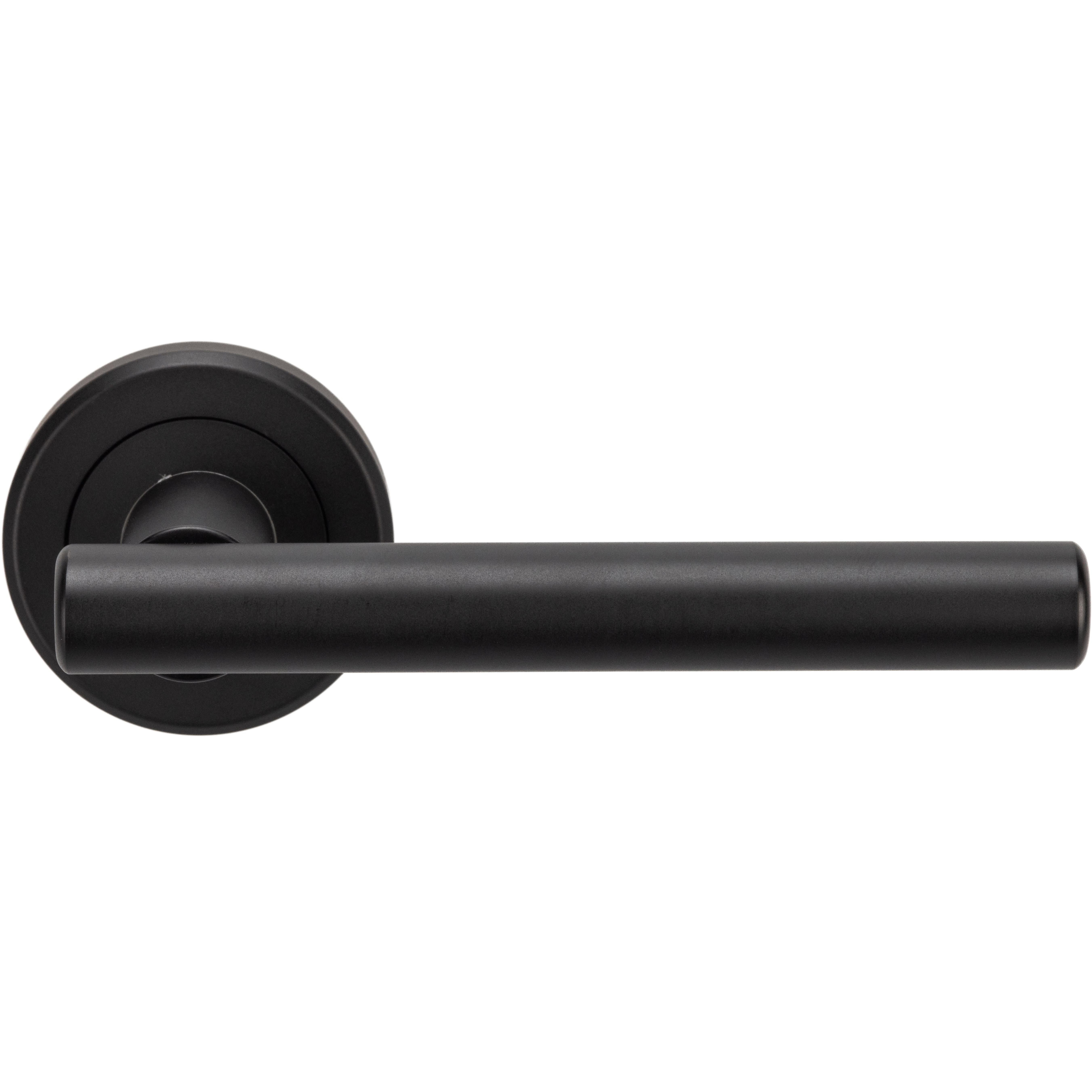 Brass Matt Black Door Handles on Round Rose - Philadelphia Range - view 4