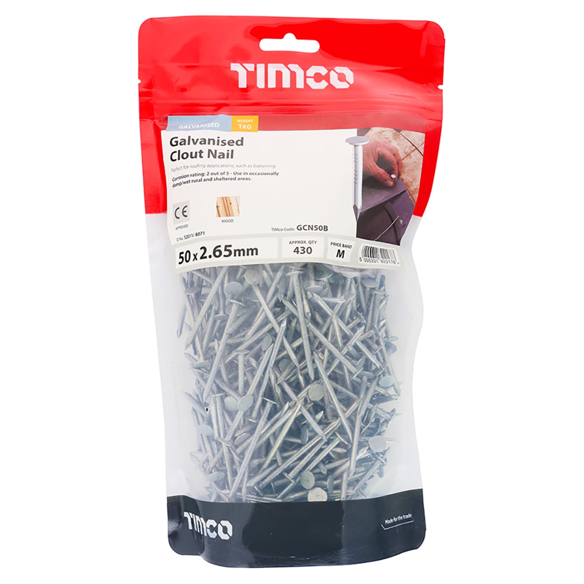 Galvanised Clout Nail - 2.65 x 50mm - 1kg Pack - view 2