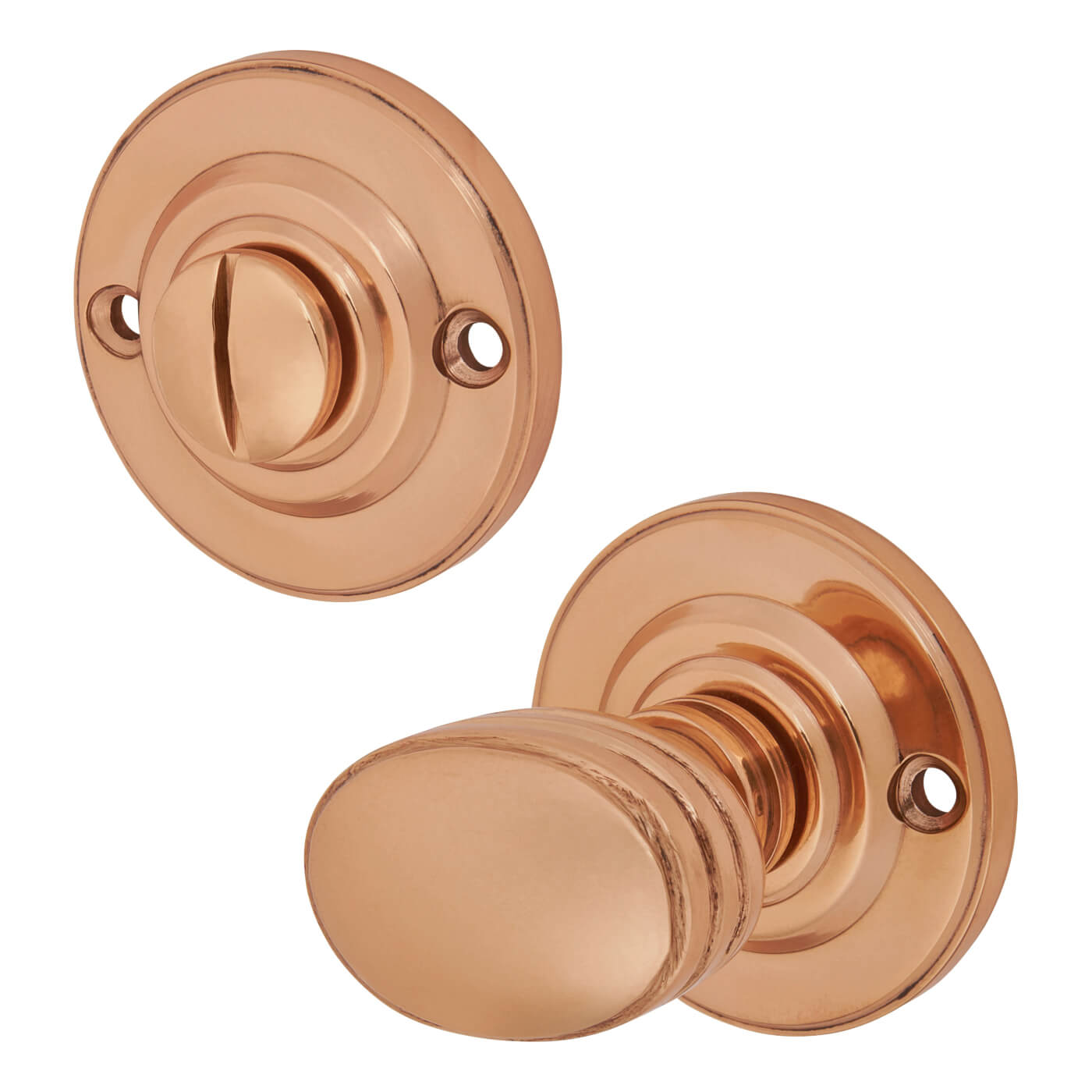 Bathroom Turn & Release - 40mm Diameter - Polished Copper - view 2
