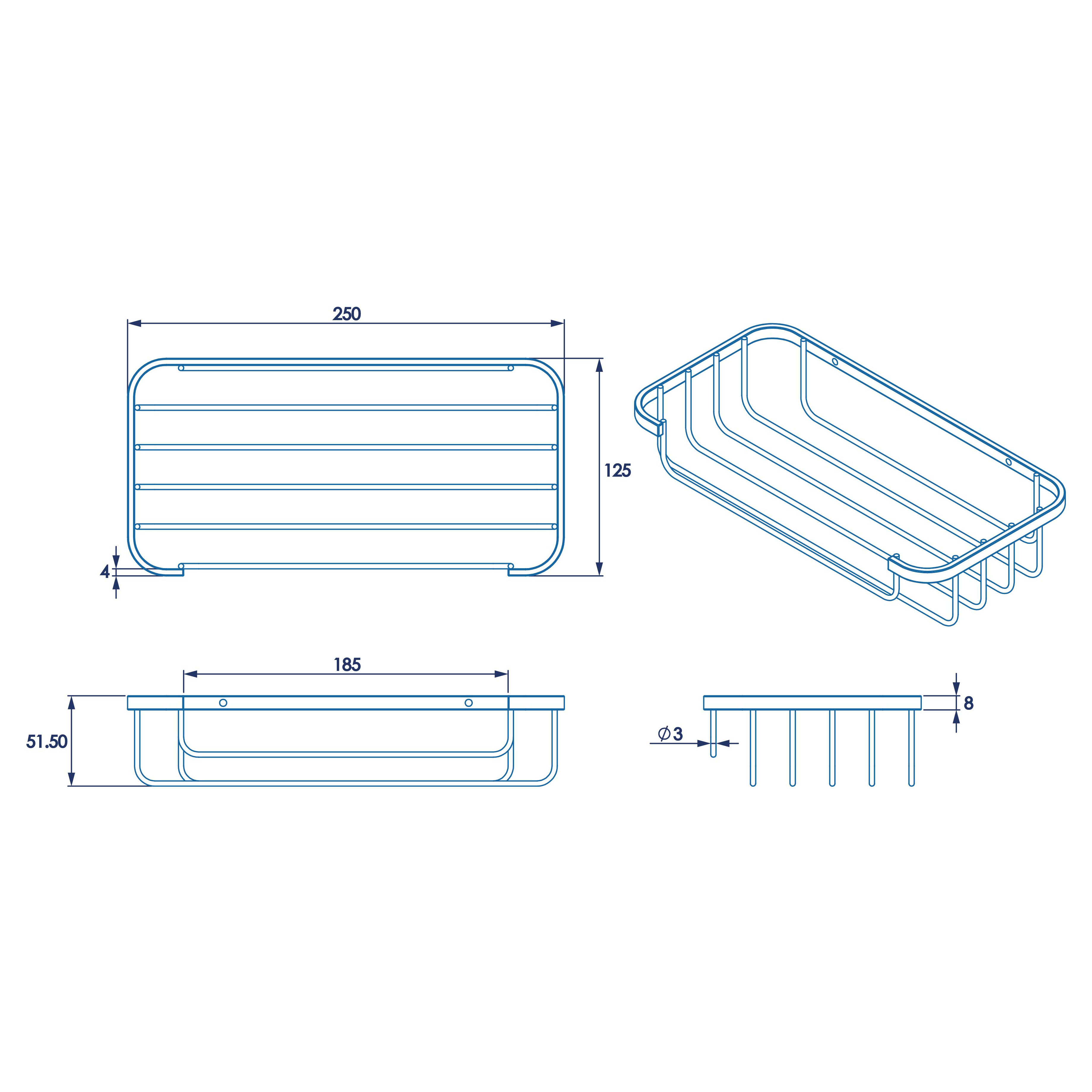 Wirework Medium Shower Soap Dish Basket - 65 x 250 x 120mm - Mild Steel - view 5