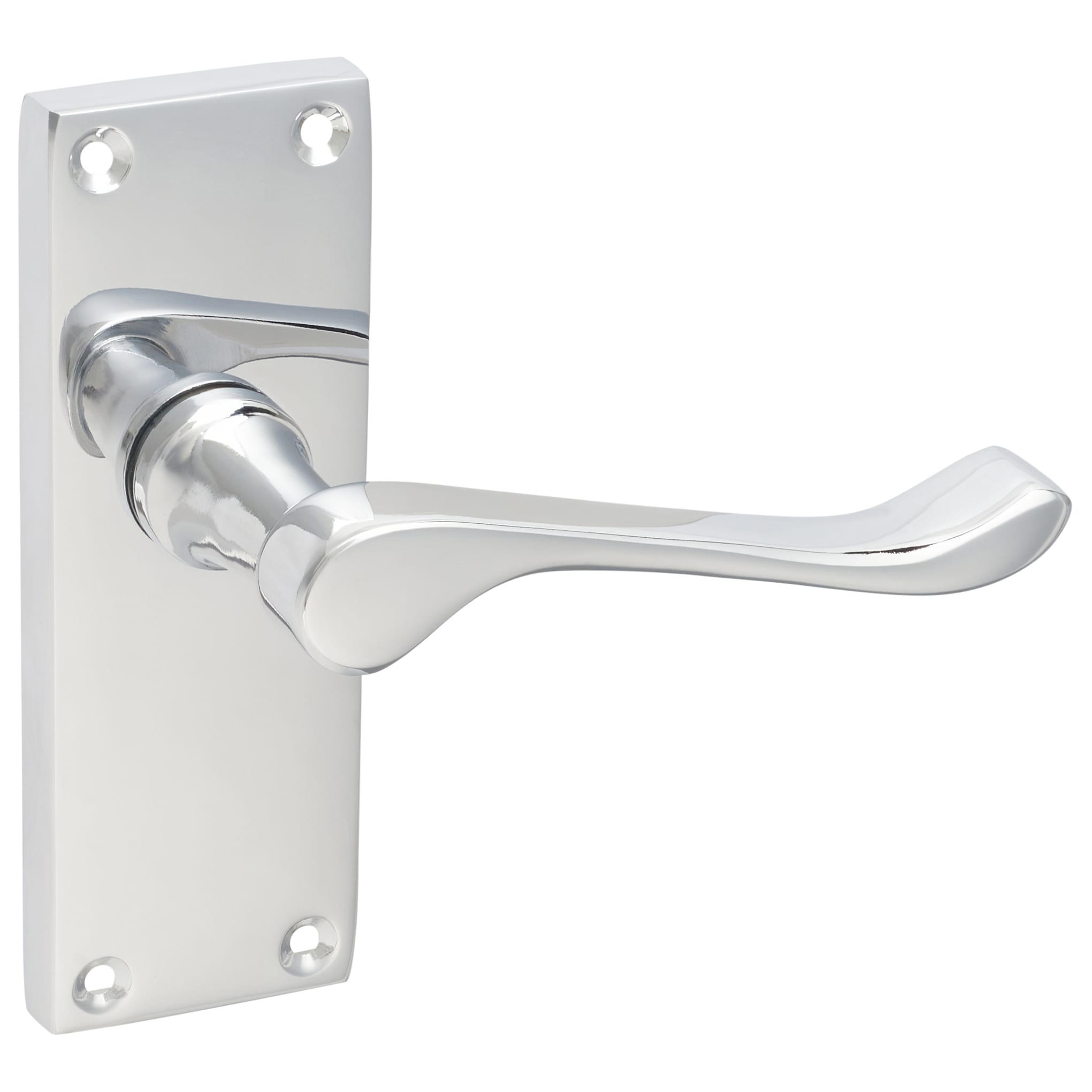 Polished Chrome Victorian Scroll Latch Door Handles Pack - Short Plate - view 3