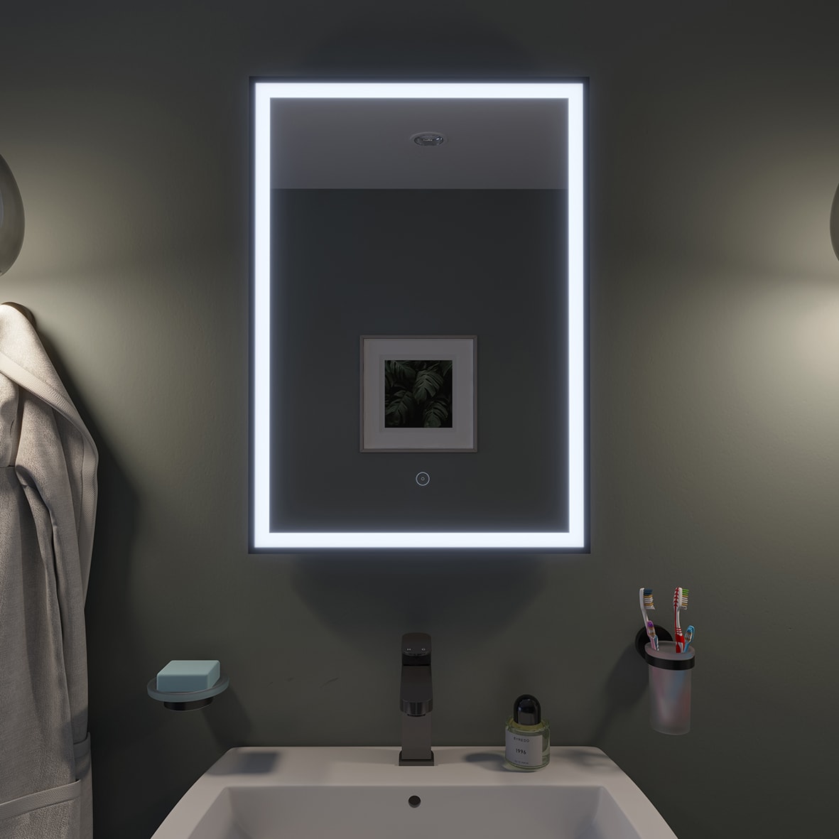 Flexi-Fix Burley 20W LED Bathroom Framed Mirror - Touch Sensitive - - 700 x 500 x 31mm - view 2