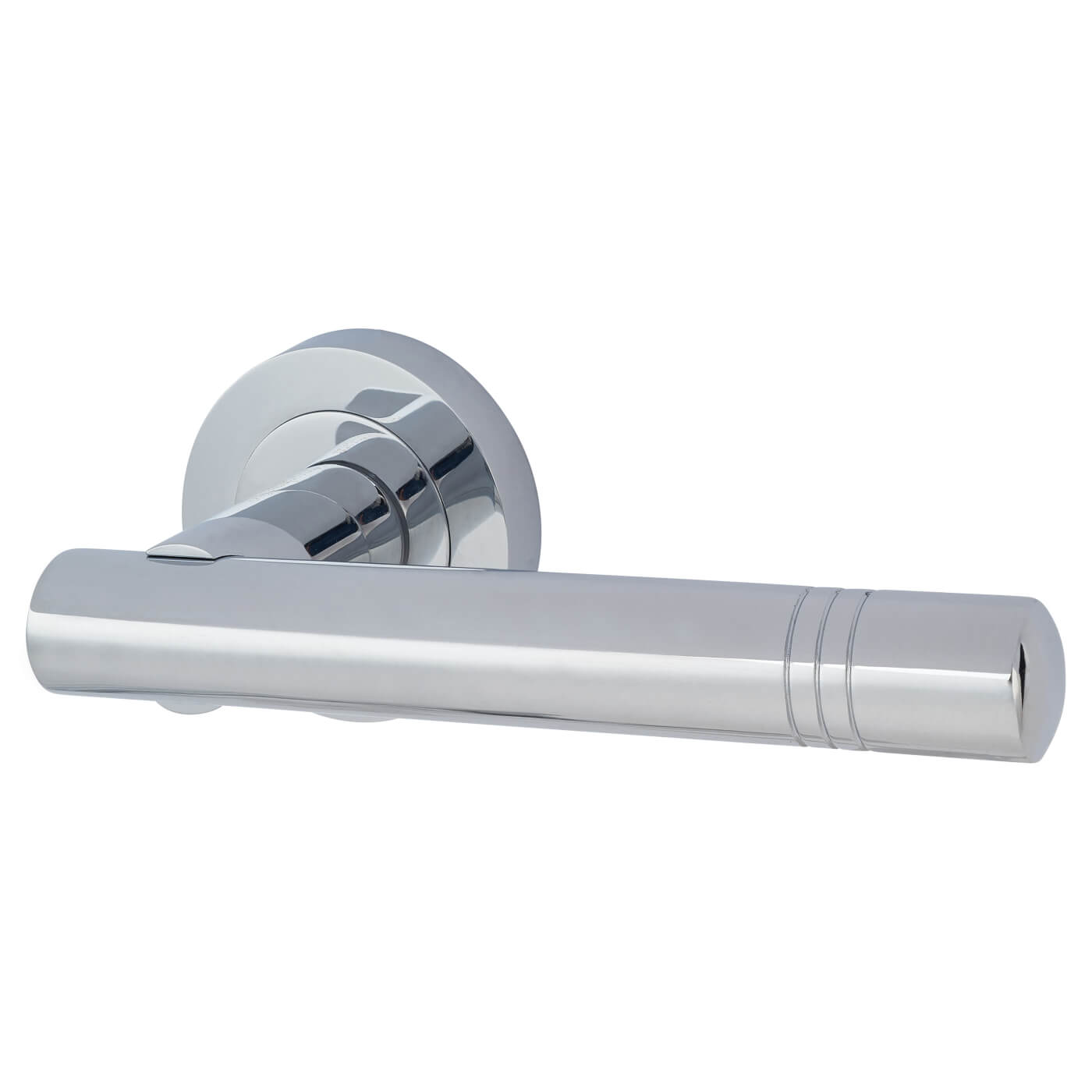 Polished Chrome Bathroom Lock Door Handles on Rose Pack - Dakota Range - view 3
