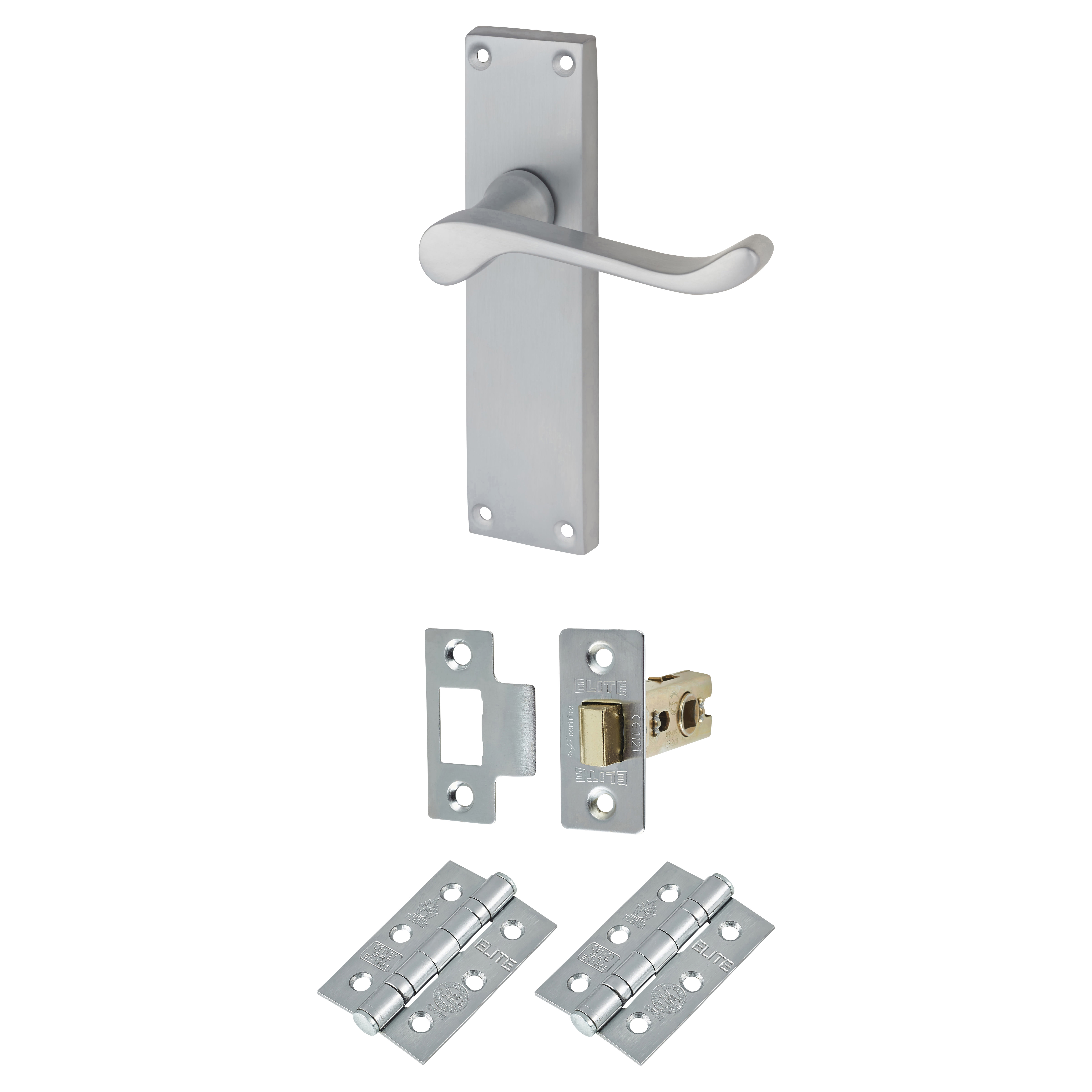 Satin Chrome Victorian Scroll Latch Door Handles Pack - view 2