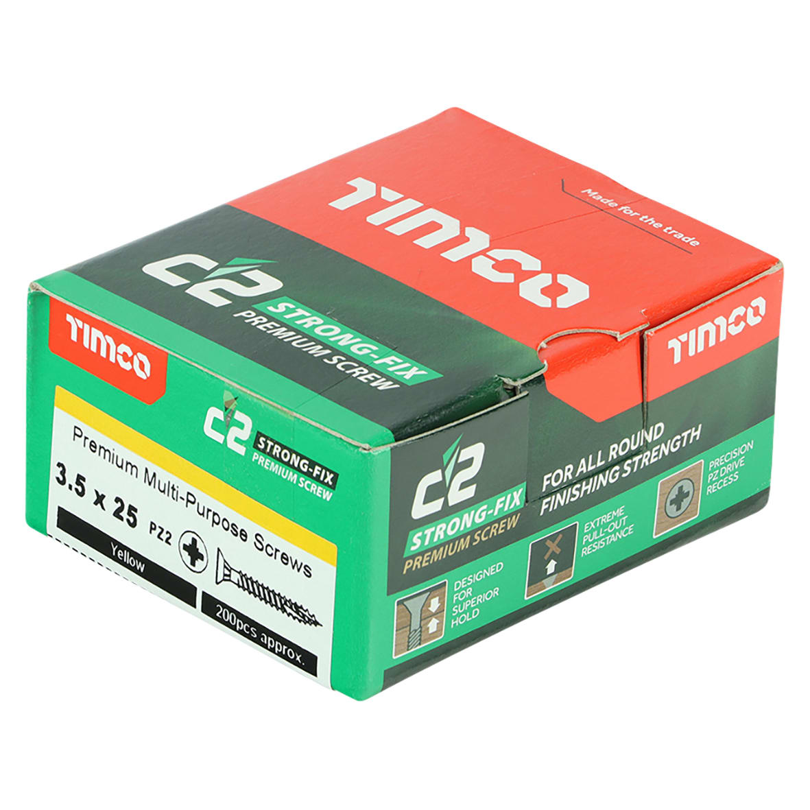 C2 Strong-Fix Pozi Double Countersunk Wood Screws - 3.5 x 25mm - Yellow Zinc - Pack of 200 - view 4