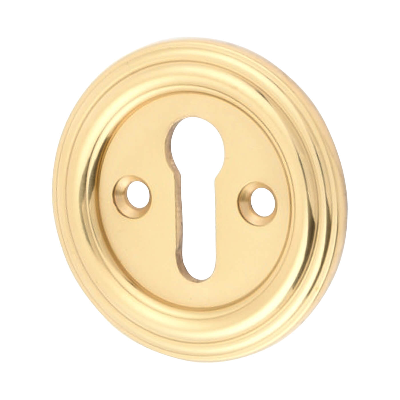 Parisian Escutcheon - 42mm Diameter - Keyhole - Polished Brass - view 2