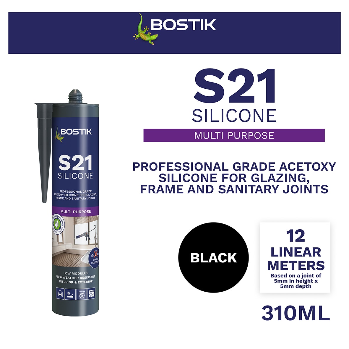 S21 General Purpose Sealant - 310ml - Black - view 2