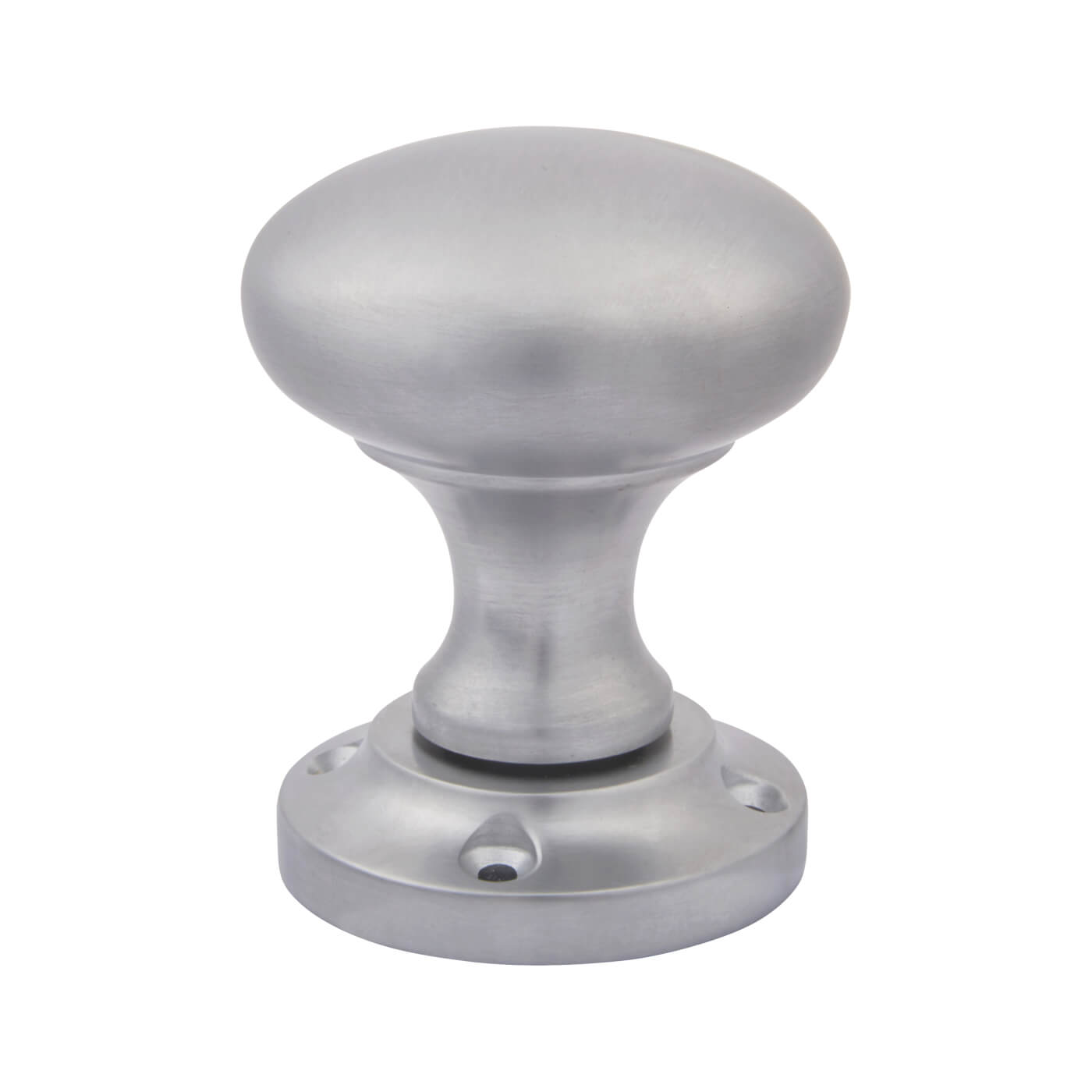 Satin Chrome Round Rim Door Knob - 57mm Rose Diameter - view 3