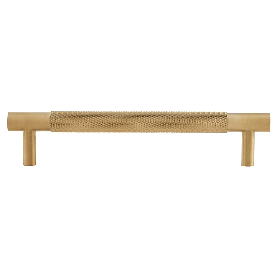 Brunel 13mm Knurled T-Bar Cabinet Pull Handle - 128mm Centres - PVD Satin Brass - view 2