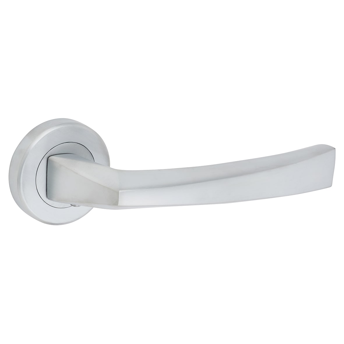 Brass Satin Chrome Door Handles on Round Rose - Scopo Range - view 2