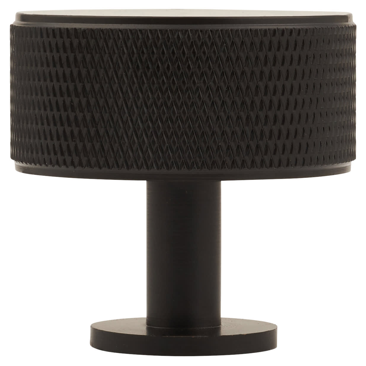 Knurled Radio Round Cabinet Knob - 35mm Diameter - Matt Black - view 2