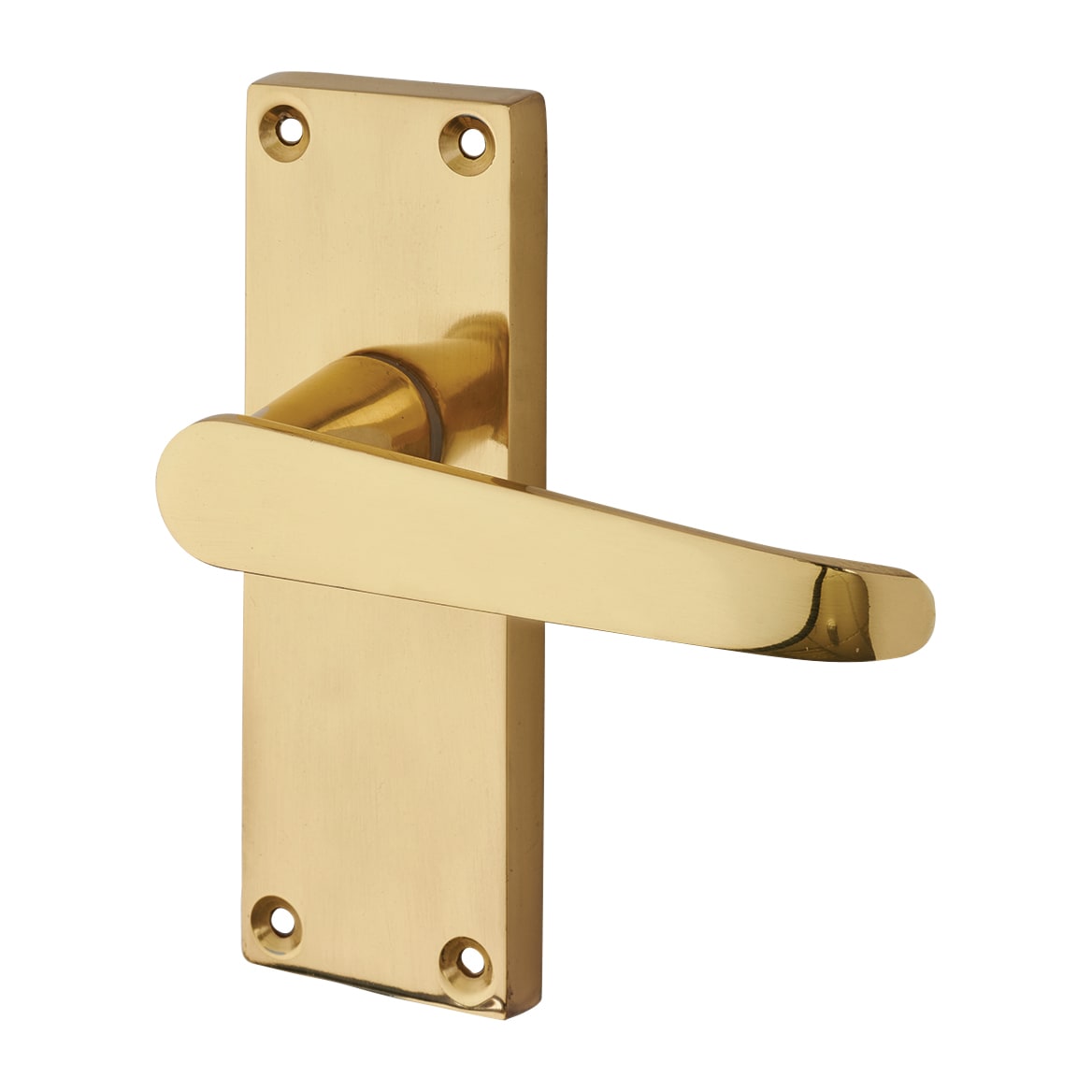 Polished Brass Budget Straight Latch Door Handles Pack - Short Plate - view 3