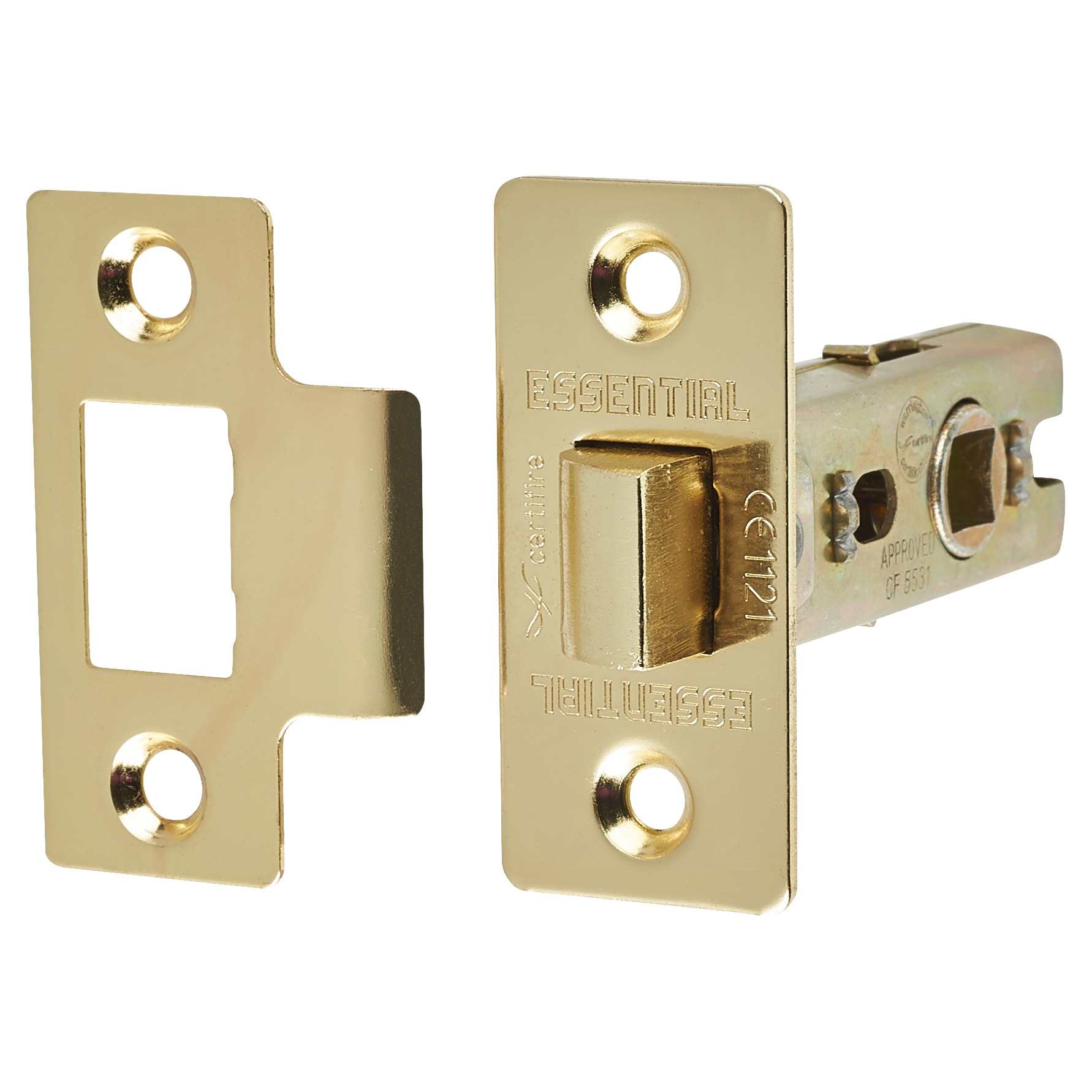 Polished Brass Budget Straight Latch Door Handles Pack - Short Plate - view 4