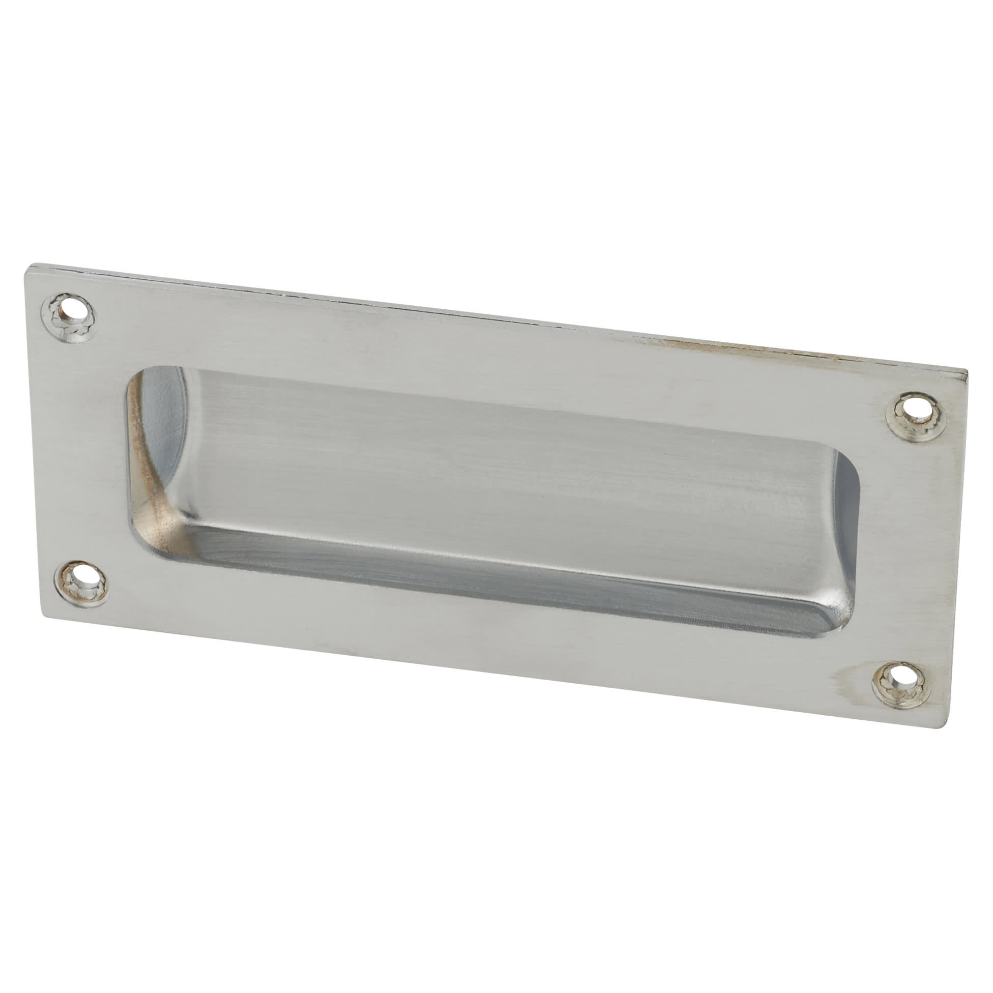 Rectangular Flush Cabinet Pull Handle - 102 x 45mm - Satin Chrome - view 2