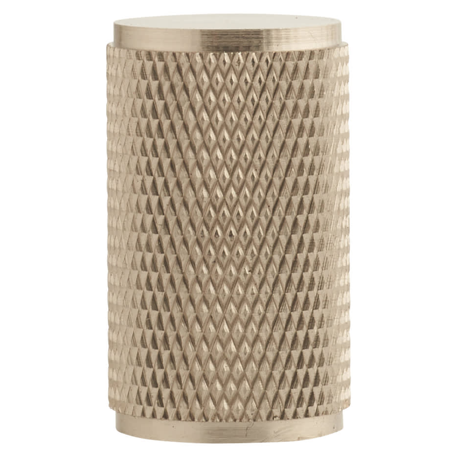 Knurled Cylinder Cabinet Knob - 18mm Diameter - Satin Nickel - view 2