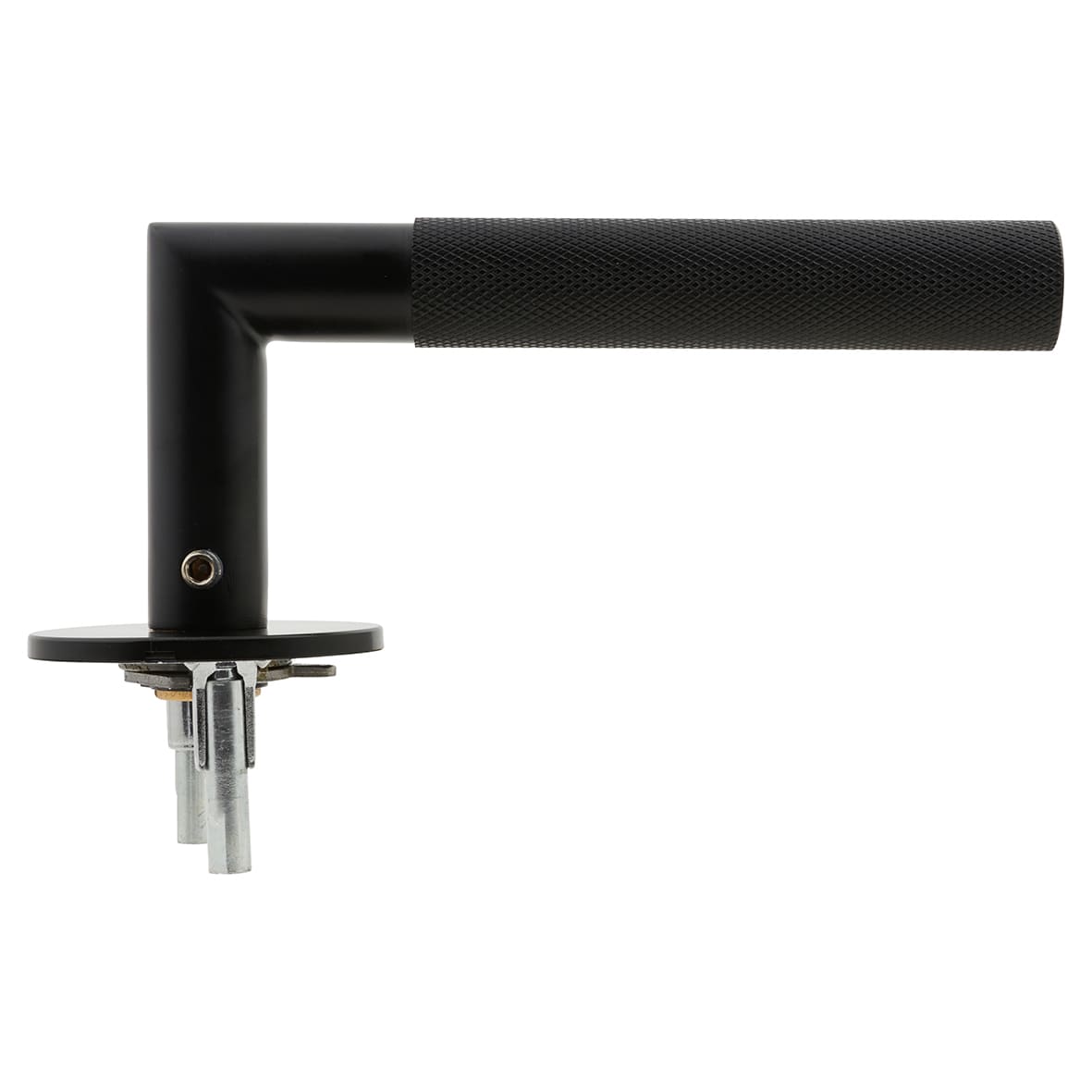 Matt Black Knurled Door Handles on Round Slim Rose - Schema Modell Range - view 5