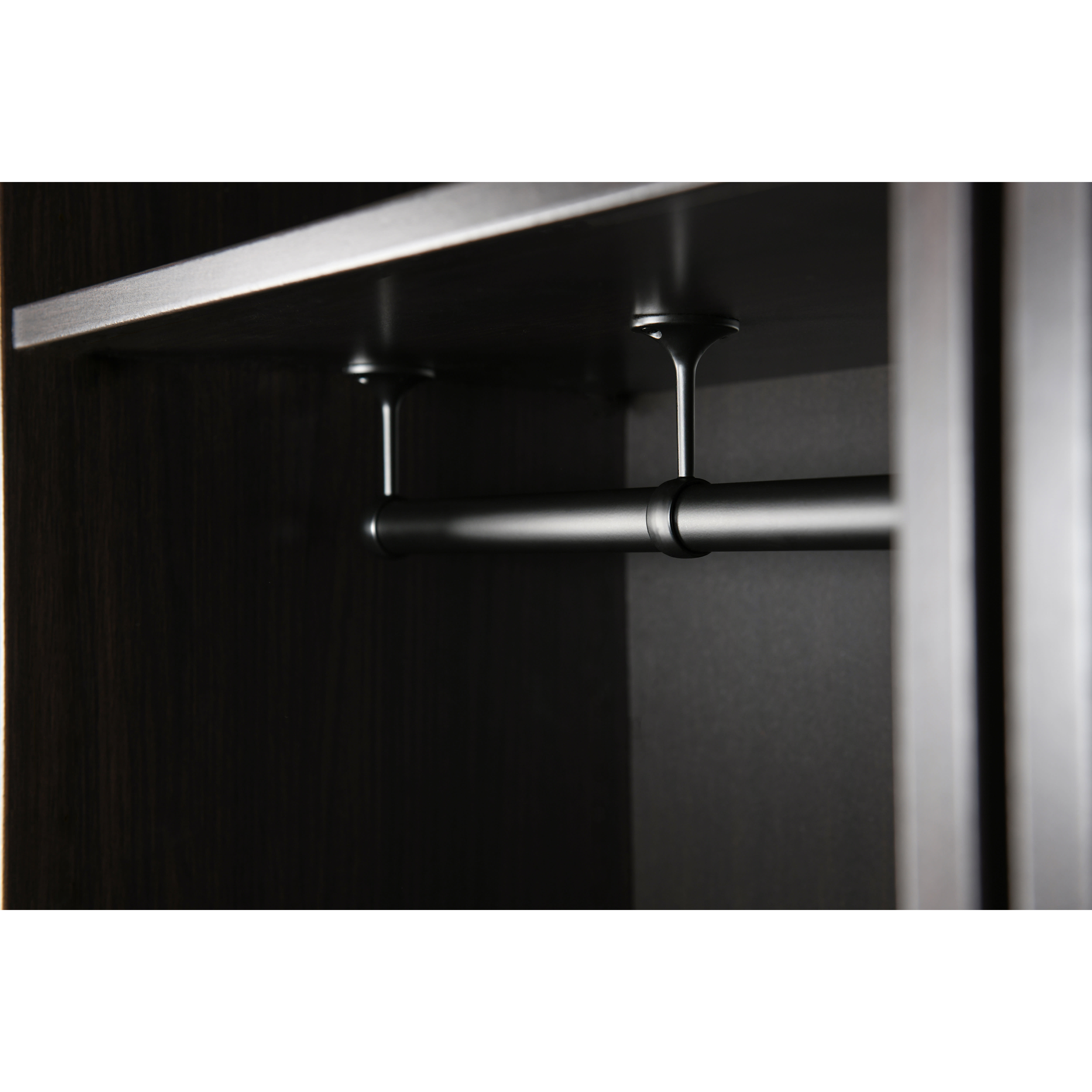 25mm Curtain Pole / Wardrobe Hanging Rail - 2438mm Length - Matt Black - view 3