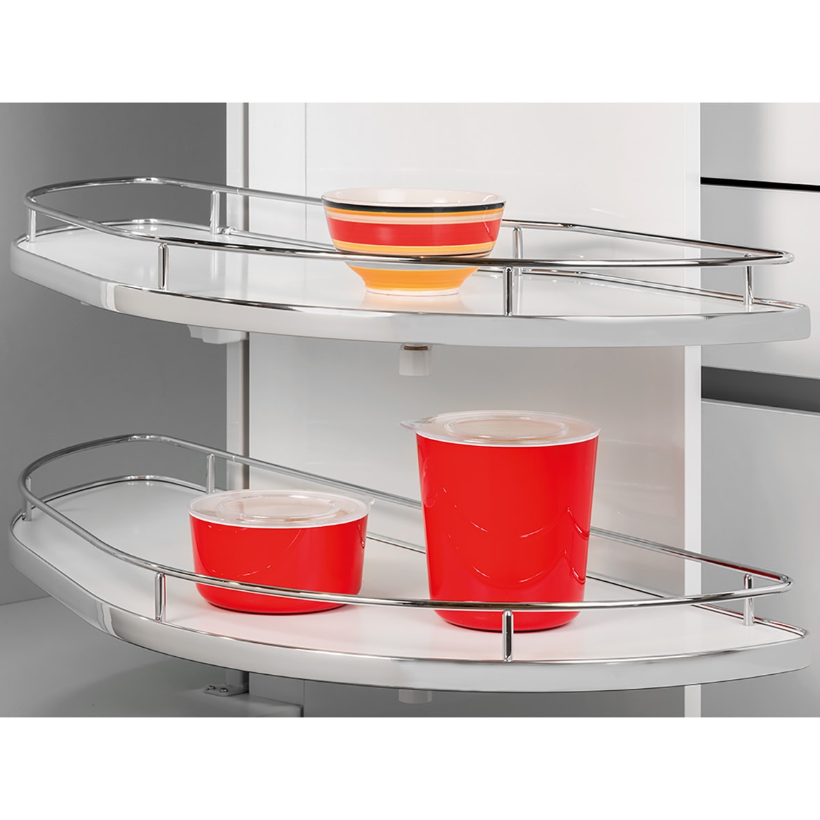 Supra Lake Corner Pull Out Organiser - Cabinet Width 860mm - Left Hand - White - view 2