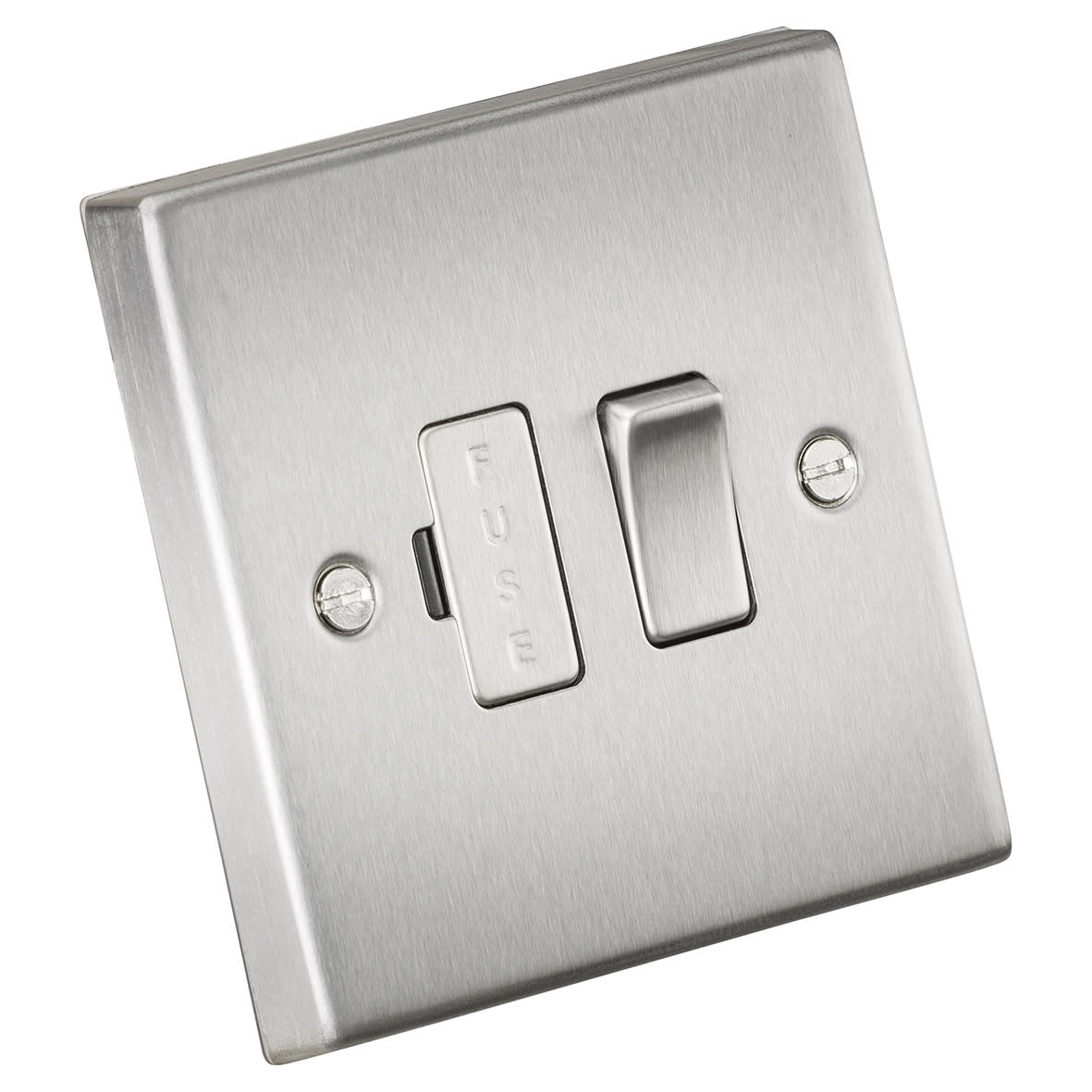 13A 1 Gang Square Edge Switched Fused Spur - Brushed Chrome - view 2