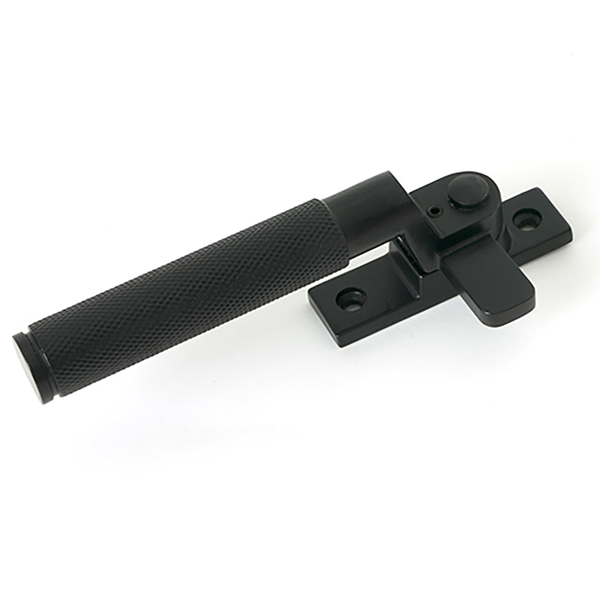 Brompton Knurled Locking Mortice & Hook Plate Window Fastener - Left - Matt Black - view 3