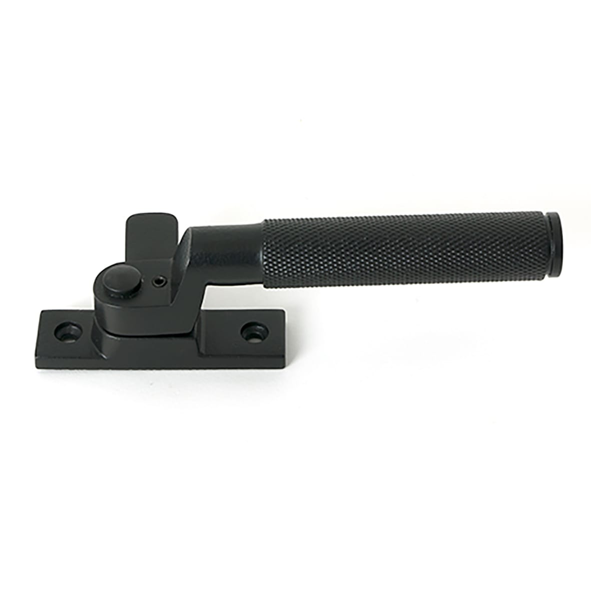 Brompton Knurled Locking Mortice & Hook Plate Window Fastener - Left - Matt Black - view 4