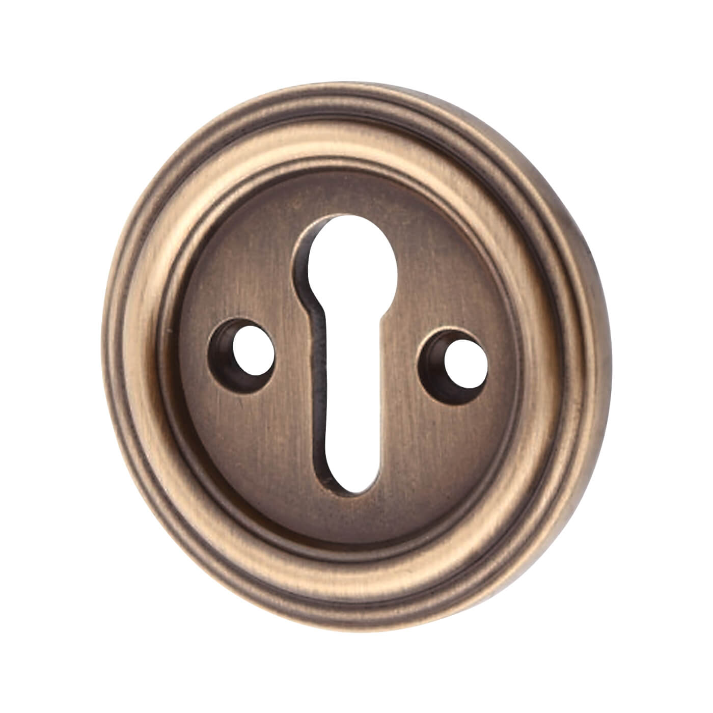 Parisian Escutcheon - 42mm Diameter - Keyhole - Antique Brass - view 2