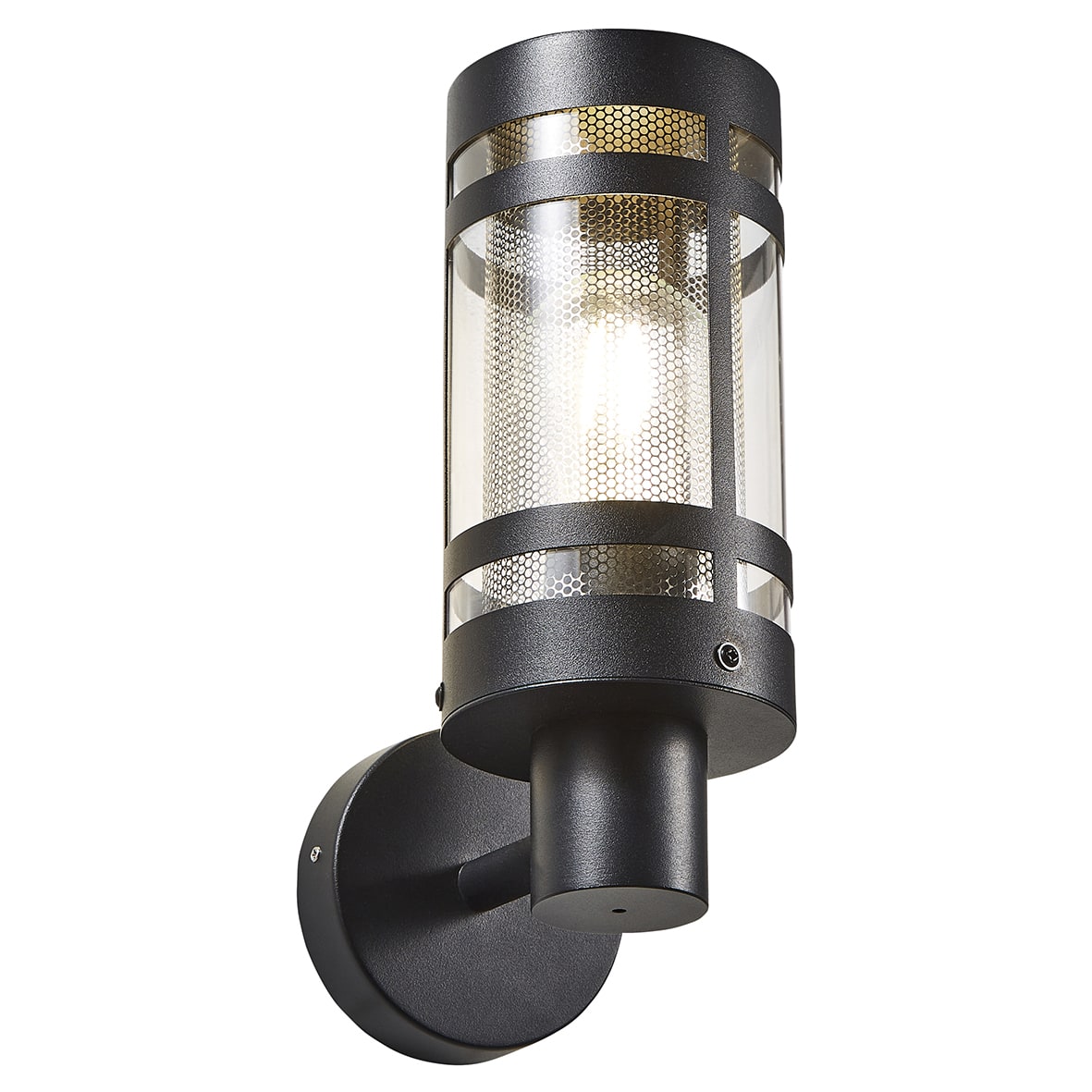 Forum Zink Gada Outdoor Up Wall Light - IP44 - Black with Stainless Steel Insert - view 3