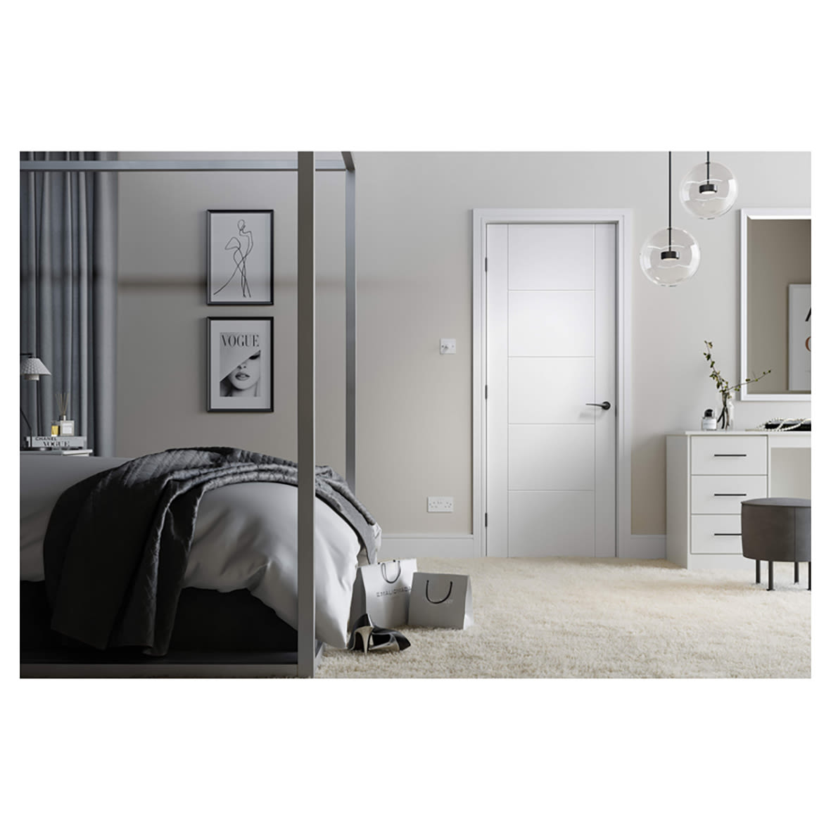 Black uPVC Multipoint Door Handles on Oval Rose - CR-102 Range - view 2