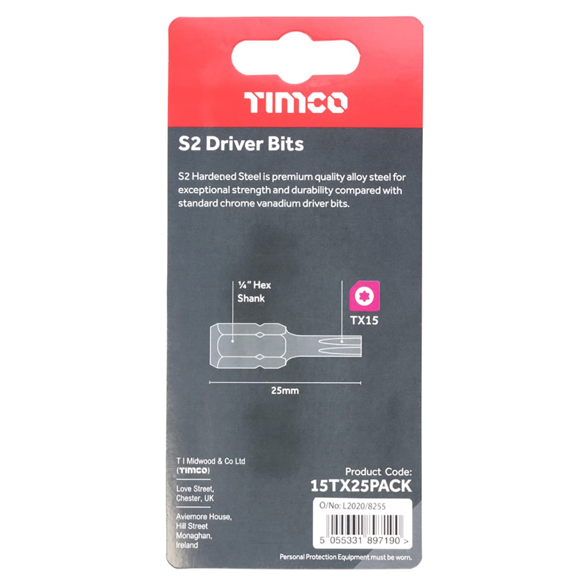 Steel Driver Bits - Torx - T15 - 25mm Length - Pack of 10 - view 4