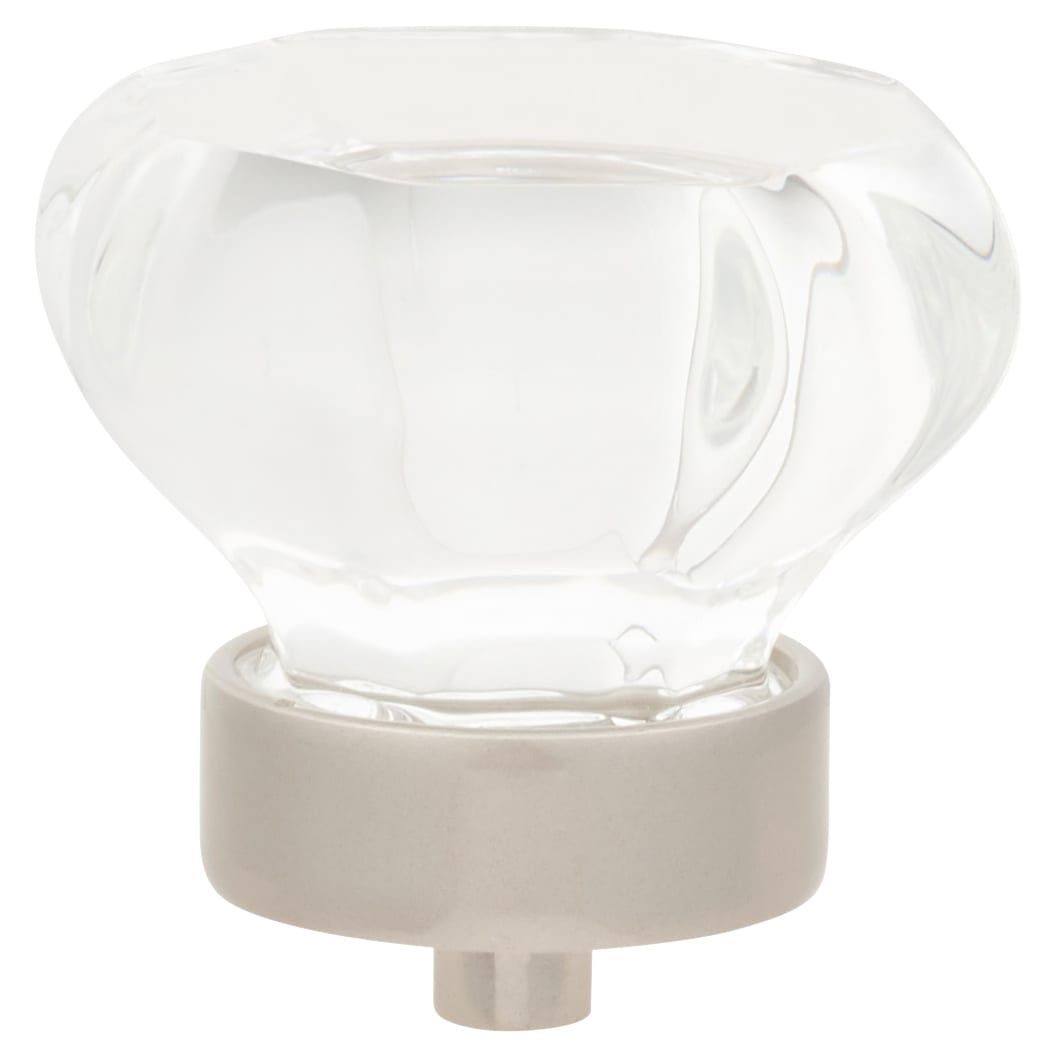 Faceted Floral Glass Cabinet Knob - 35mm Diameter - Satin Nickel - view 3