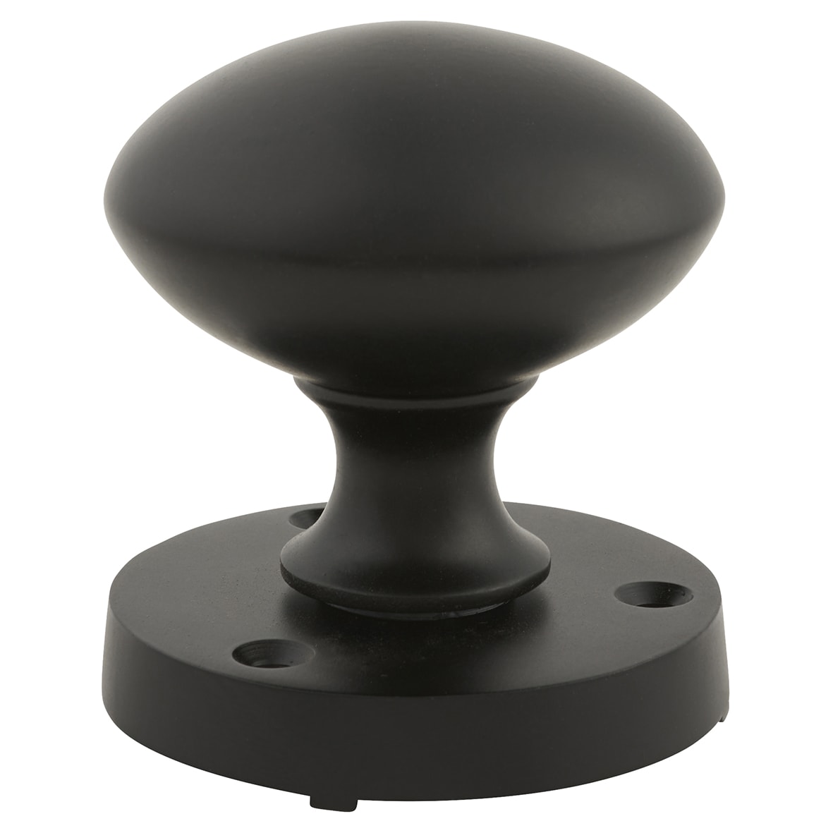 Matt Black Round Mortice Door Knob - 60mm Rose Diameter - view 3